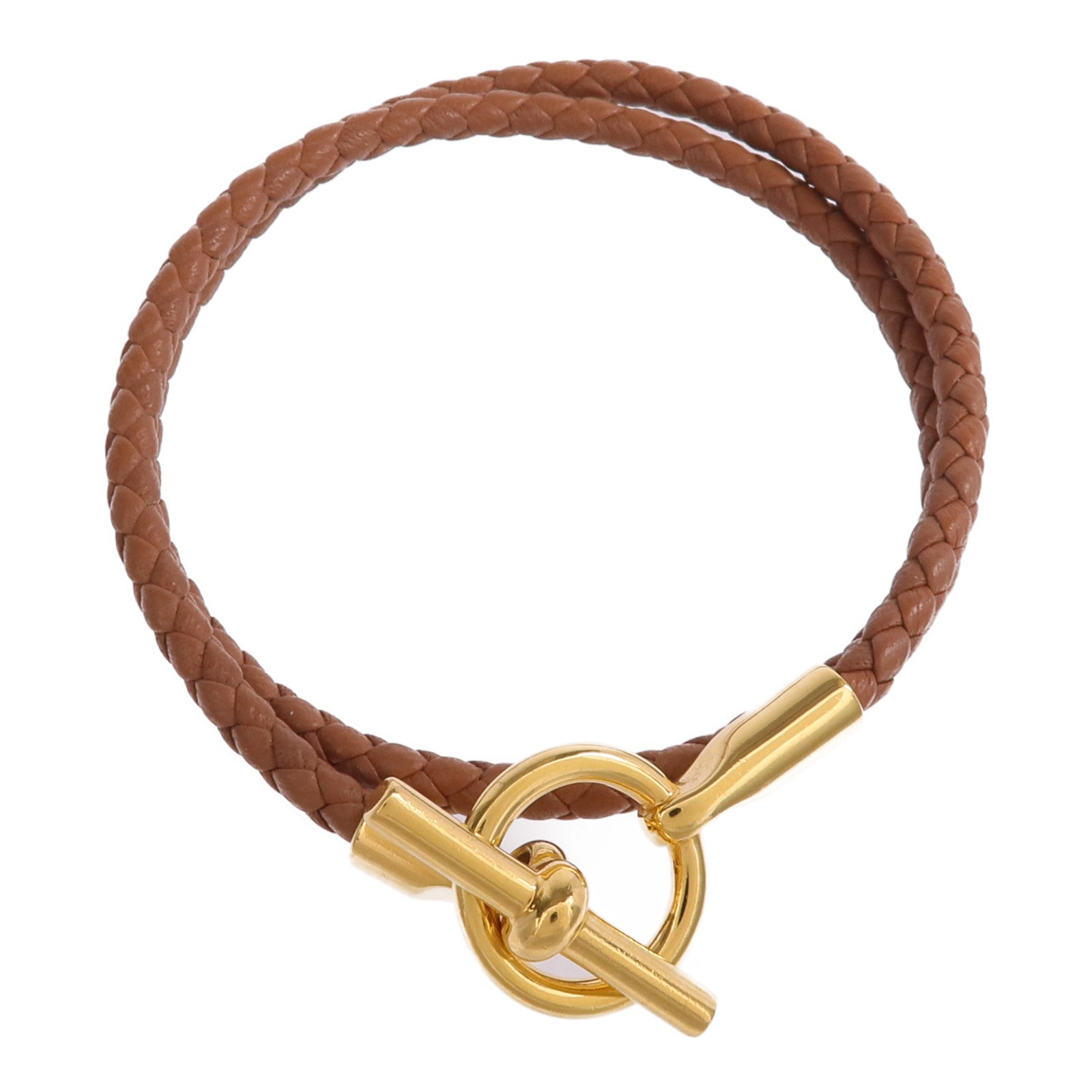 HERMES Swift皮革Glenan Double Tour Bracelet金扣手帶Gold