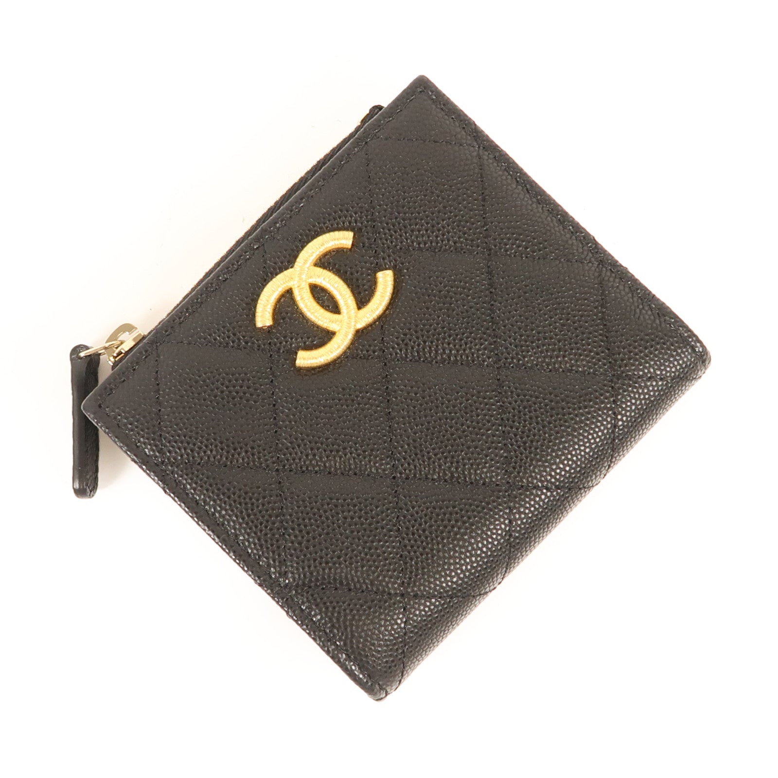 CHANEL 牛皮皮革Fold Wallet金扣錢包