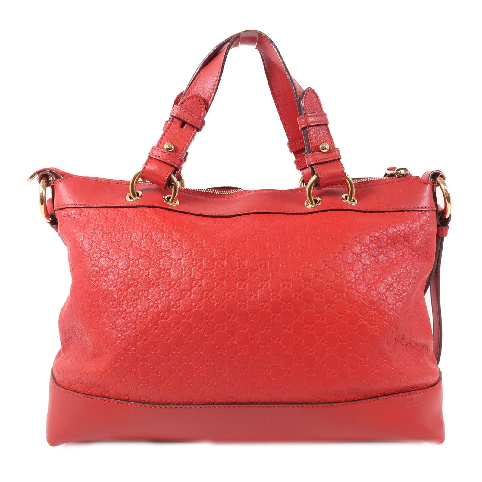 GUCCI GG GHW Guccissima Shoulder Bag 2 Way Bag 309122 Calfskin Leather Red