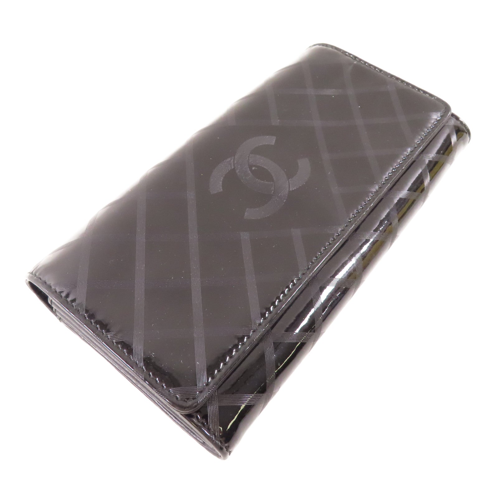 CHANEL 【激減優惠】漆皮皮革Long Wallet銀扣長錢包
