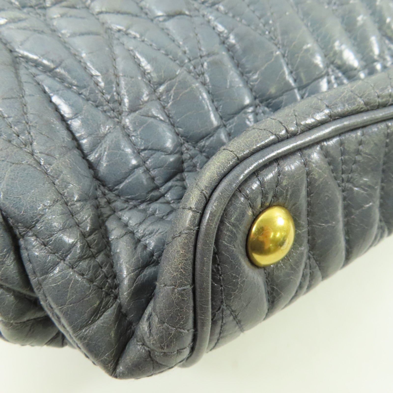 Miu Miu 牛皮皮革2 Way Shoulder Bag金扣手挽肩背兩用袋藍色