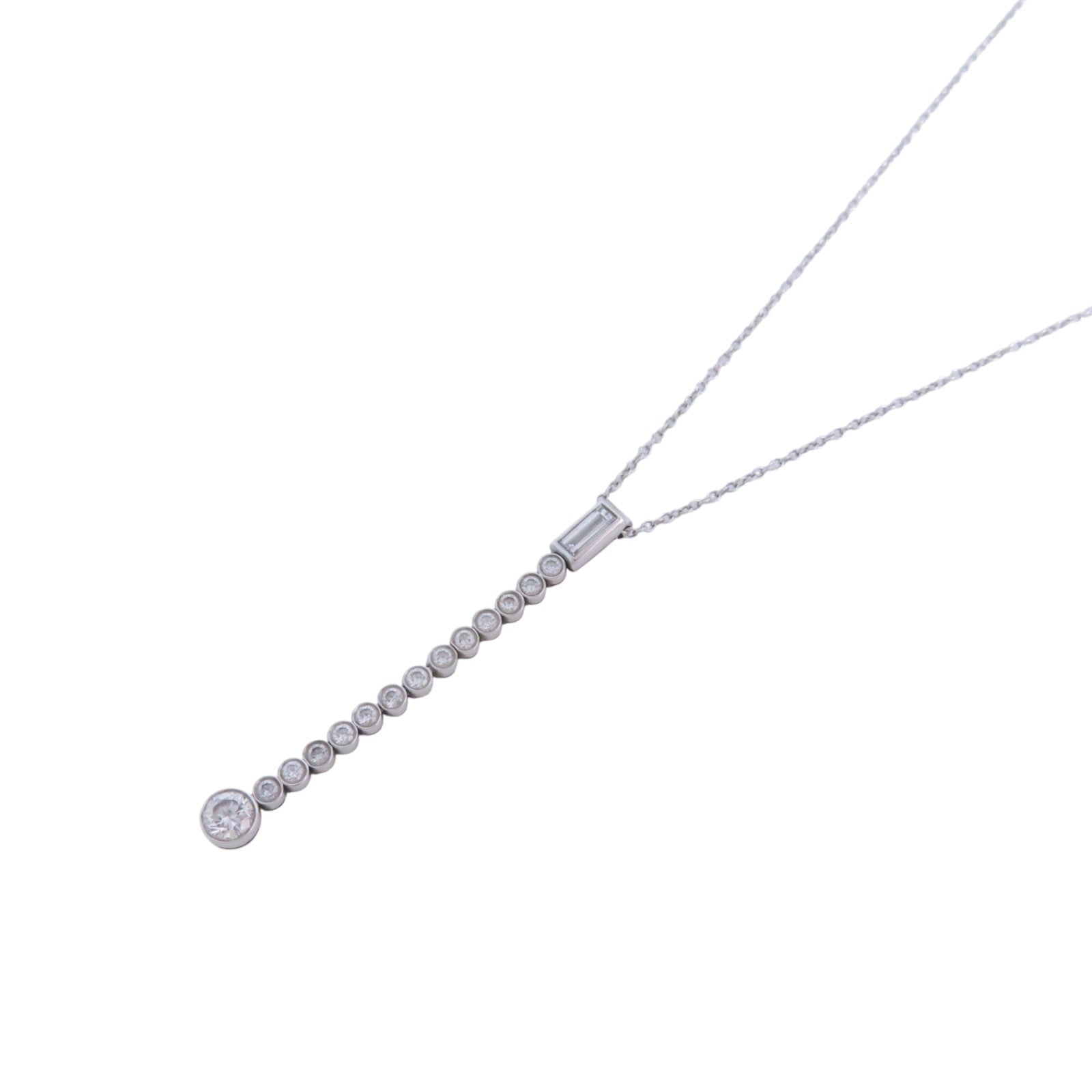TIFFANY＆CO PT950鉑金Baguette Jazz Drop Diamond Necklace鑽石