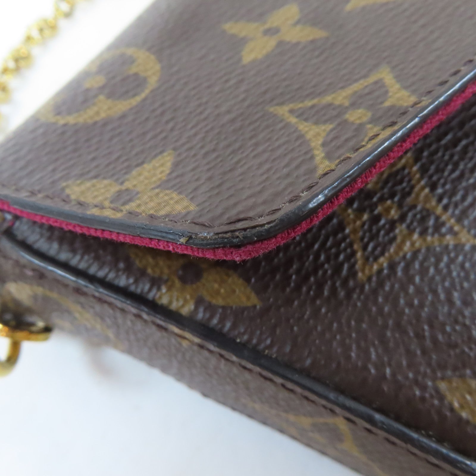 LOUIS VUITTON Monogram Felicie Pochette金扣鏈帶肩背袋啡色
