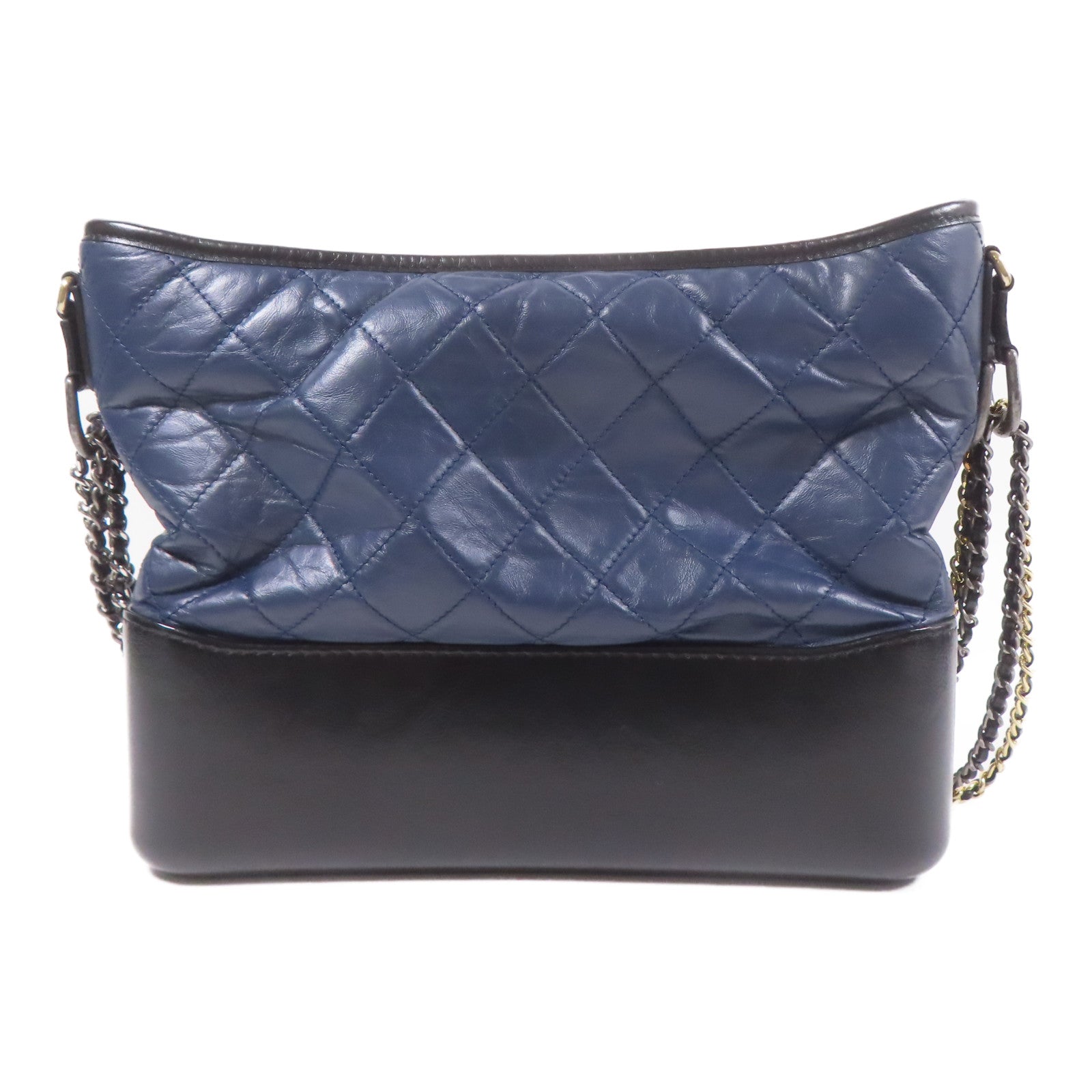 CHANEL CC Gabrielle Shoulder Bag Calfskin Leather Navy/Black