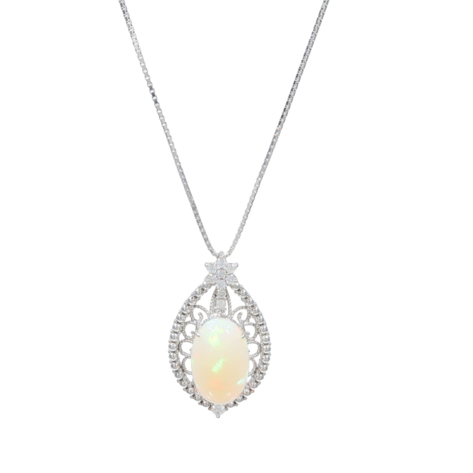 JEWELRY 【激減優惠】18K白金Opal Diamond Necklace蛋白石/鑽石項鍊