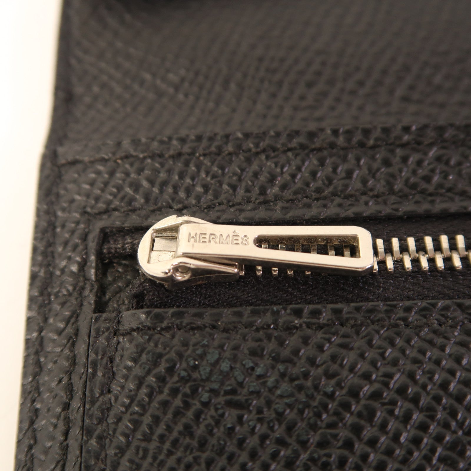 HERMES Epsom皮革Bearn Wallet銀扣長錢包Noir