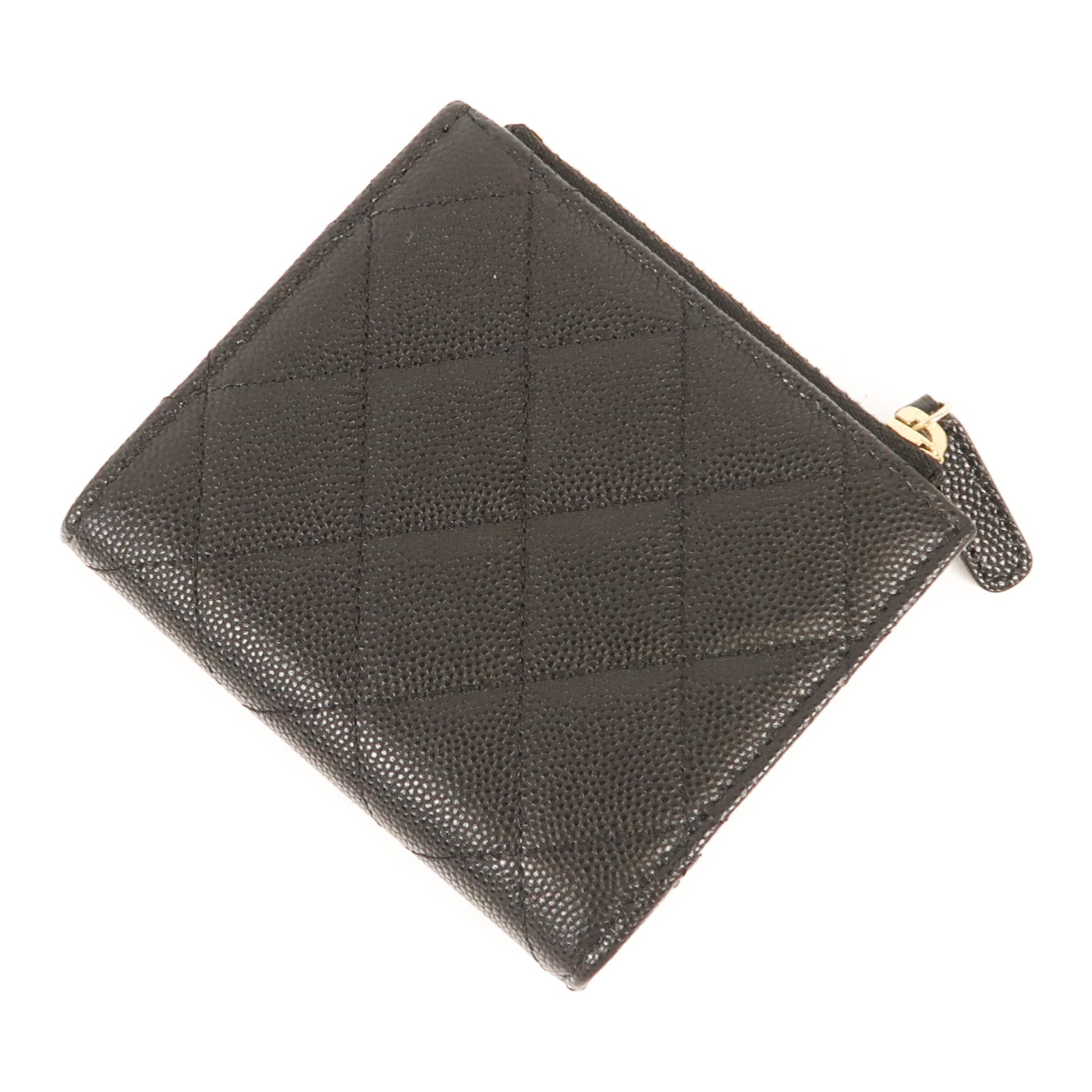 CHANEL 牛皮皮革Fold Wallet金扣錢包
