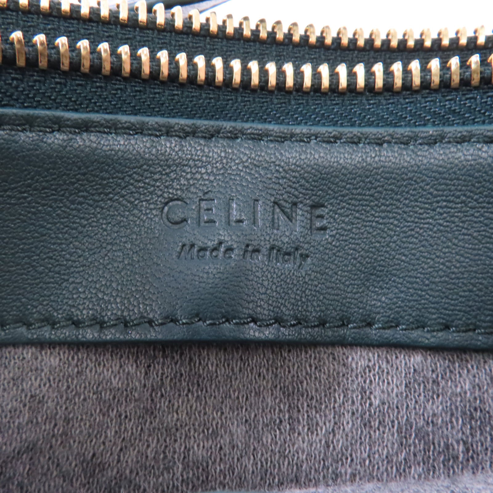 CELINE 羊皮皮革Trio金扣肩背袋綠色