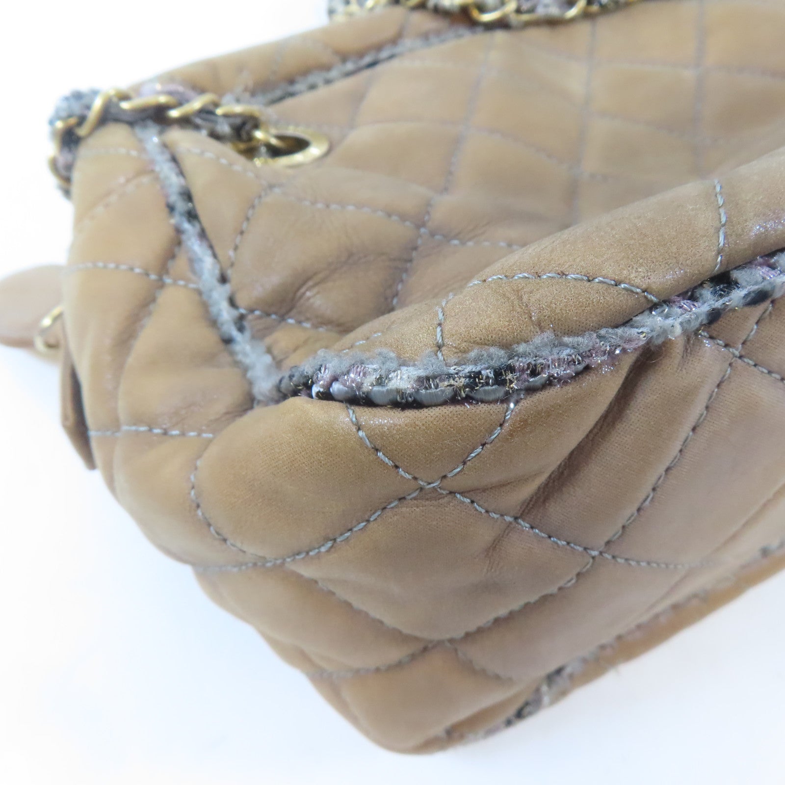 CHANEL【激減優惠】 皮革Shoulder Bag金扣肩背袋啡色