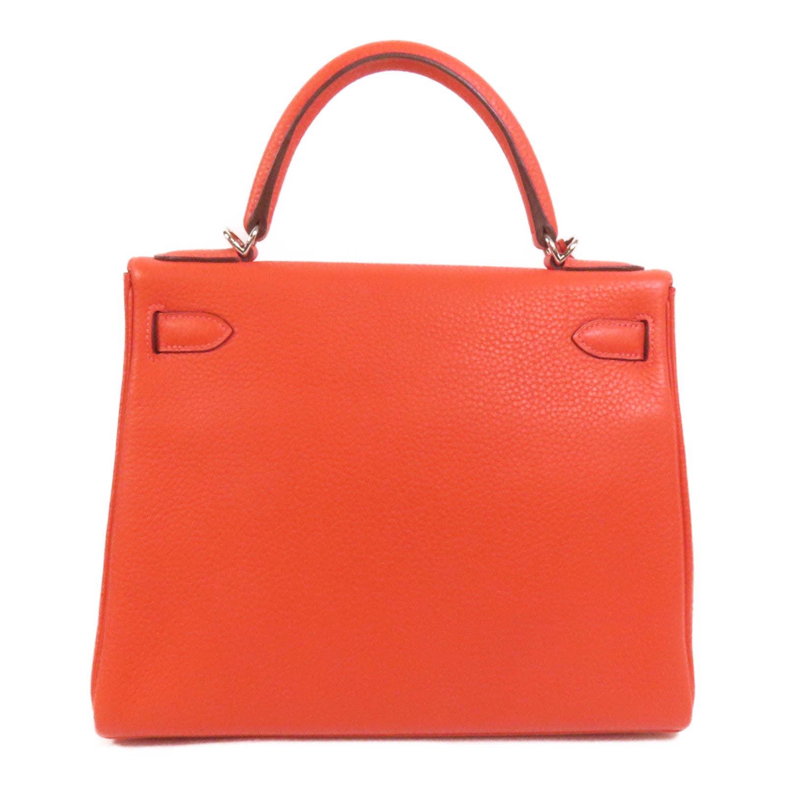 HERMES Clemence皮革Kelly 28銀扣手挽肩背兩用袋Rouge Pivoine