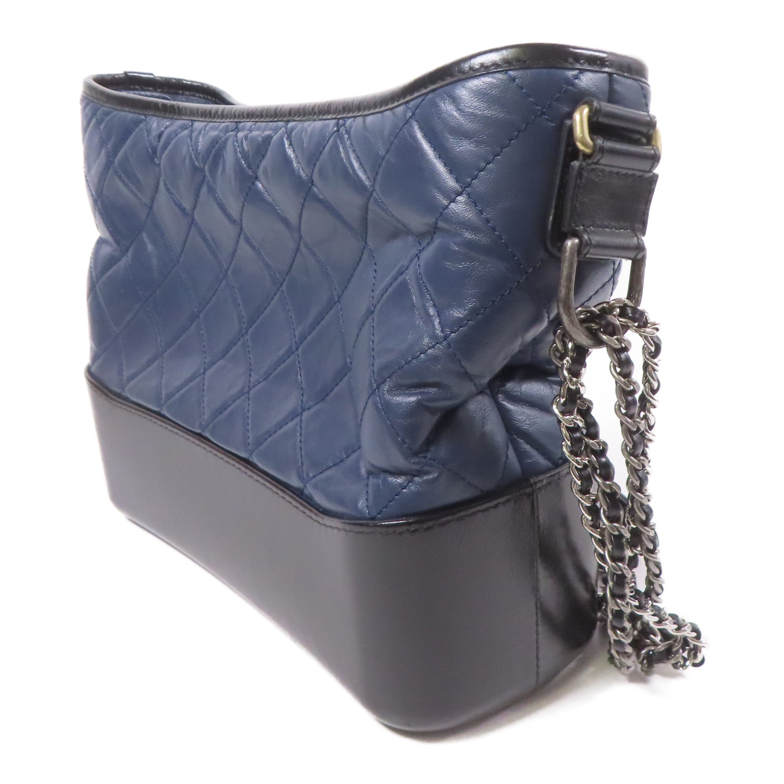 CHANEL CC Gabrielle Shoulder Bag Calfskin Leather Navy/Black