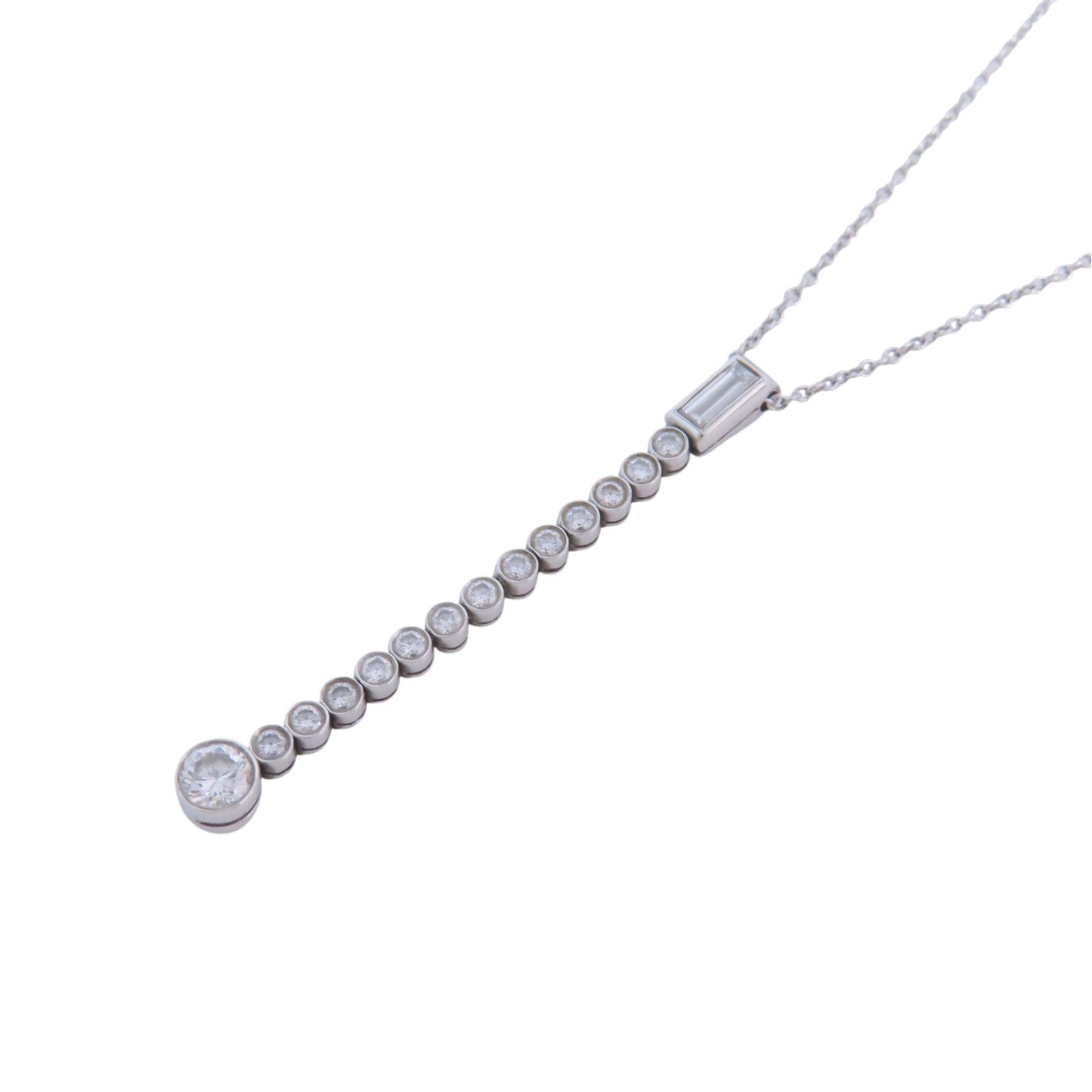 TIFFANY＆CO PT950鉑金Baguette Jazz Drop Diamond Necklace鑽石項鏈