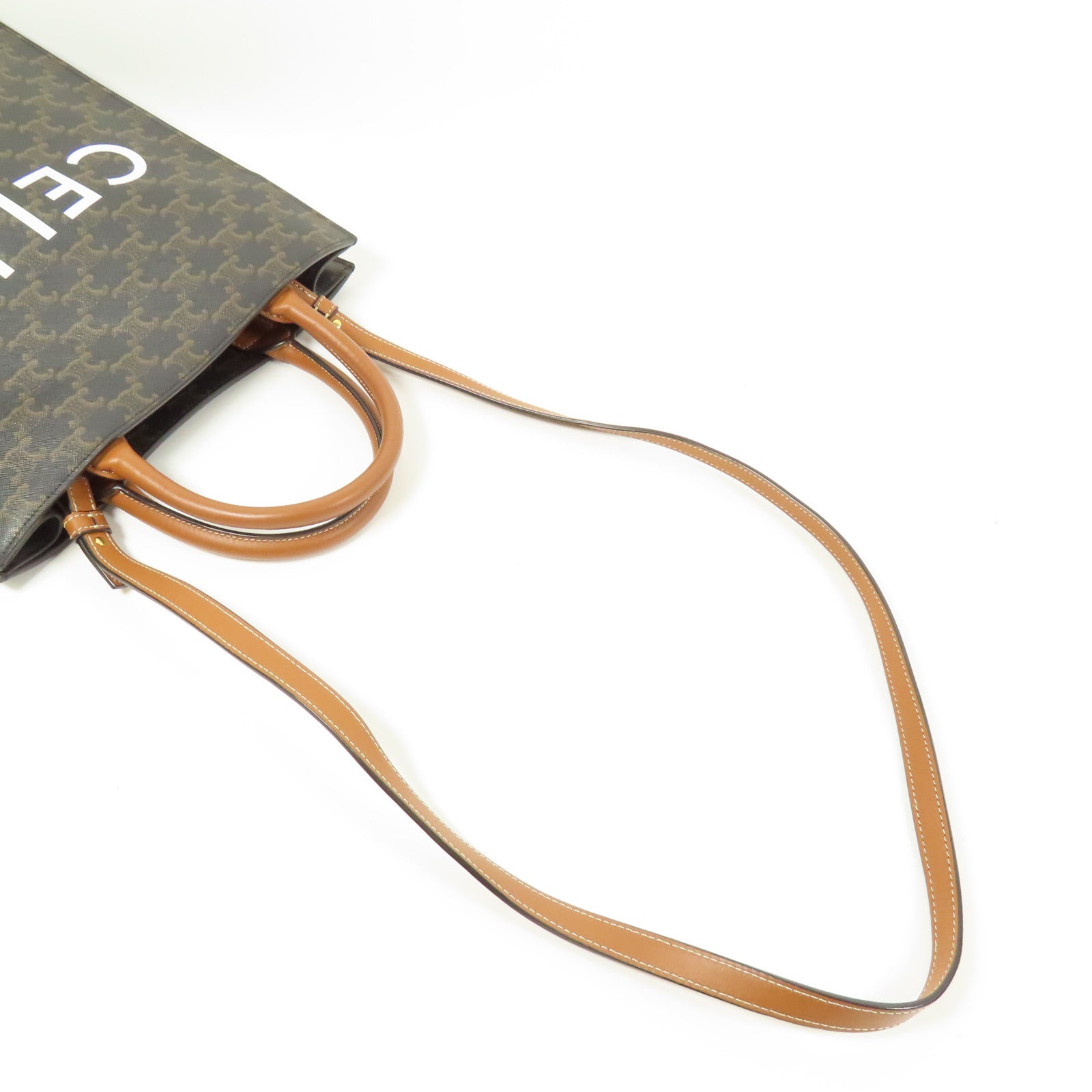 CELINE 塗層帆布Small Cabas Vertical 金扣手挽肩背兩用袋