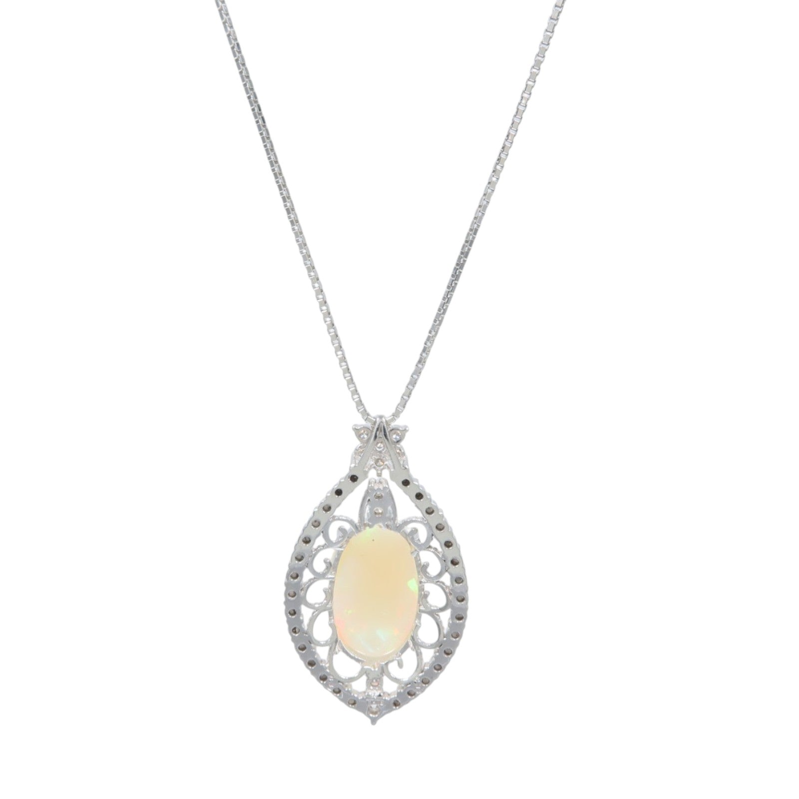 JEWELRY 【激減優惠】18K白金Opal Diamond Necklace蛋白石/鑽石項鍊
