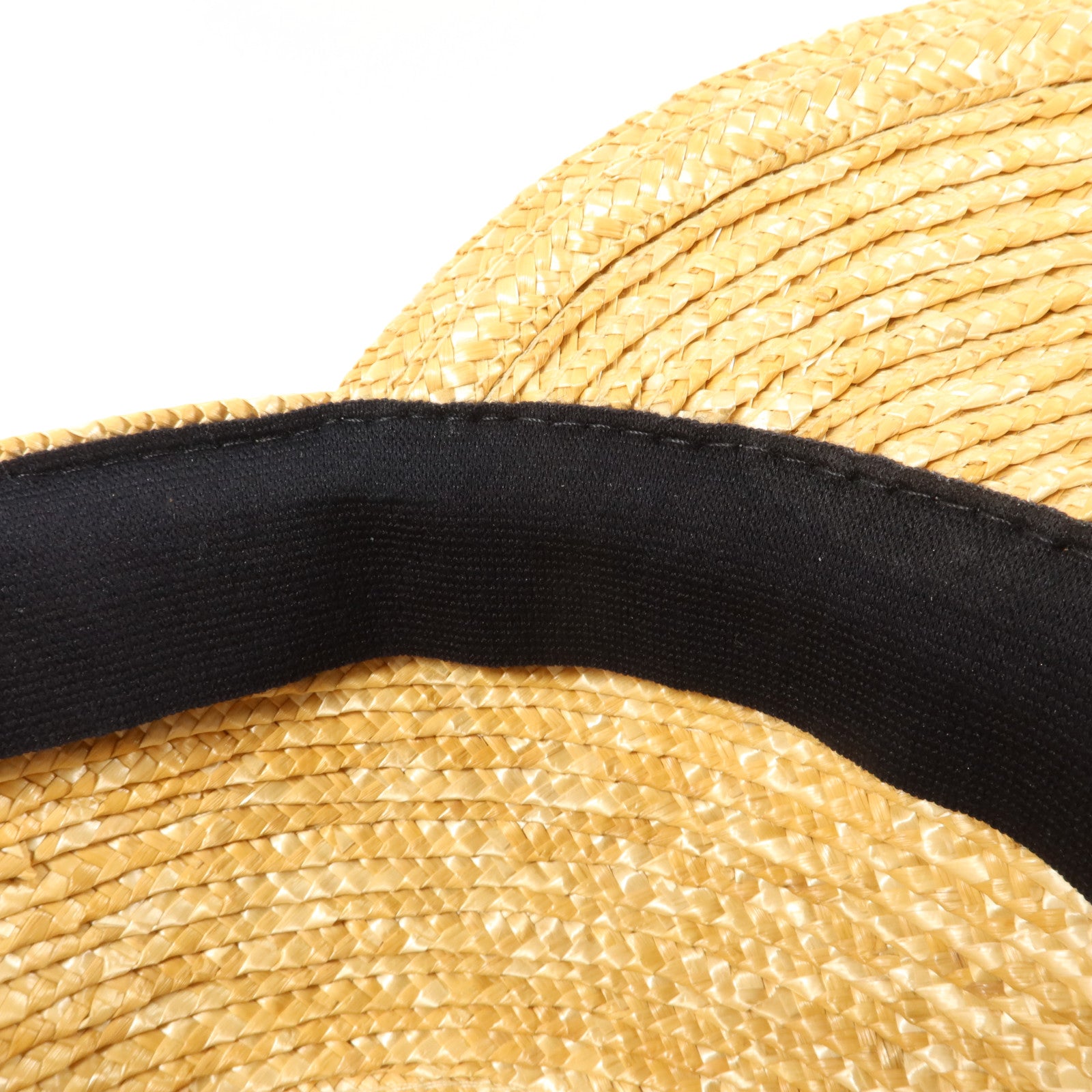 CHANEL 羊皮皮革/稻草Runway Straw Cap S帽子