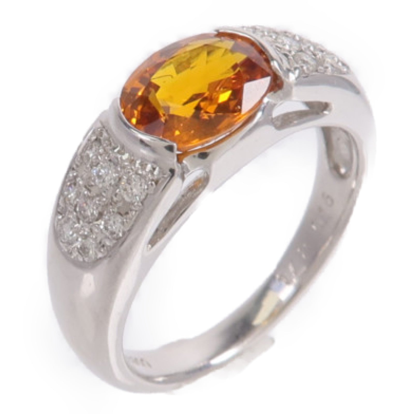 JEWELRY PT900鉑金Golden Sapphire Diamond Ring戒指