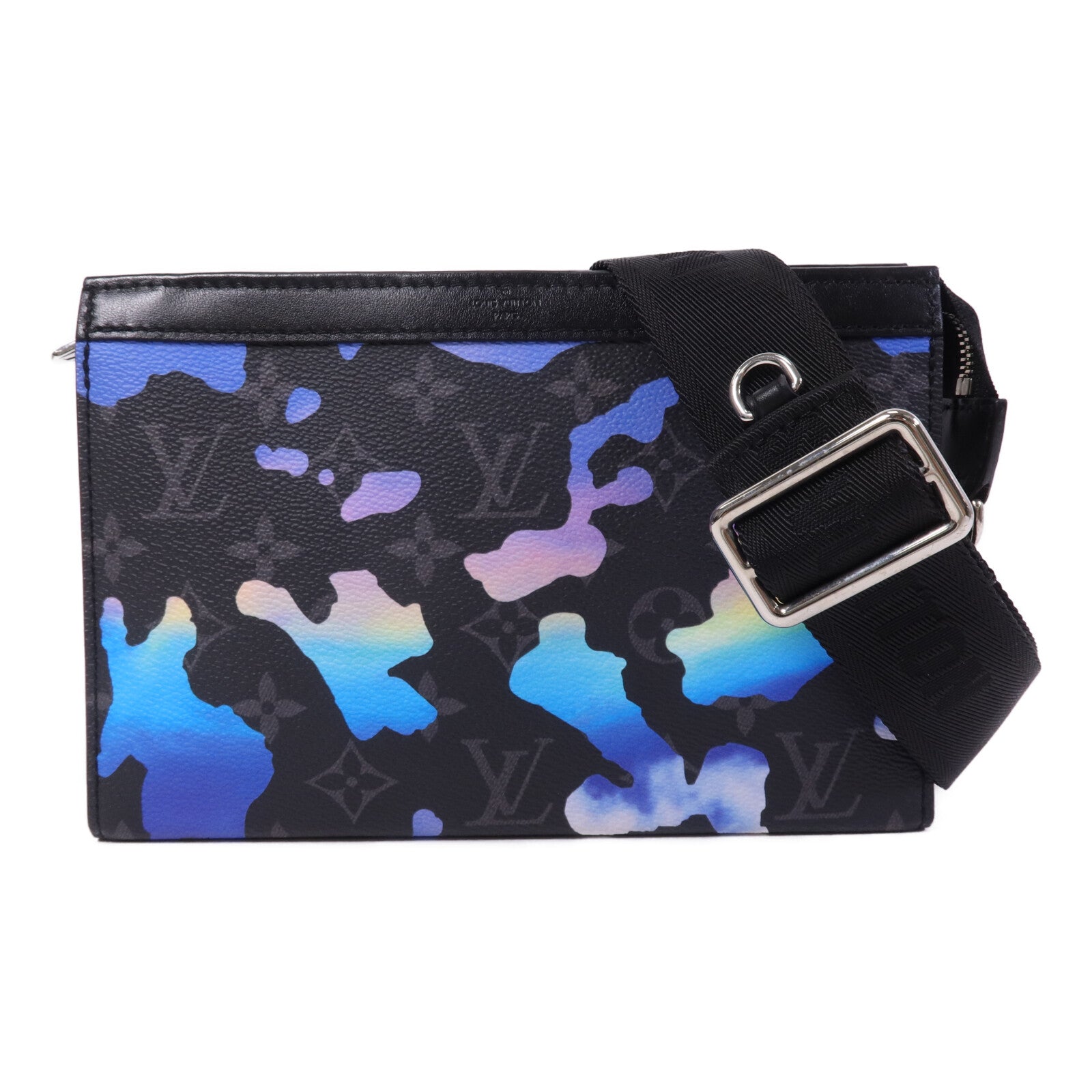 LOUIS VUITTON Monogram Eclipse Gaston Wearable Wallet銀扣肩背袋