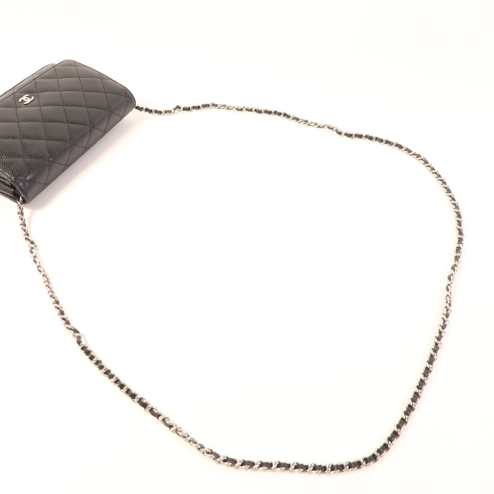 CHANEL 牛皮皮革WOC Wallet On Chain銀扣鏈帶肩背袋