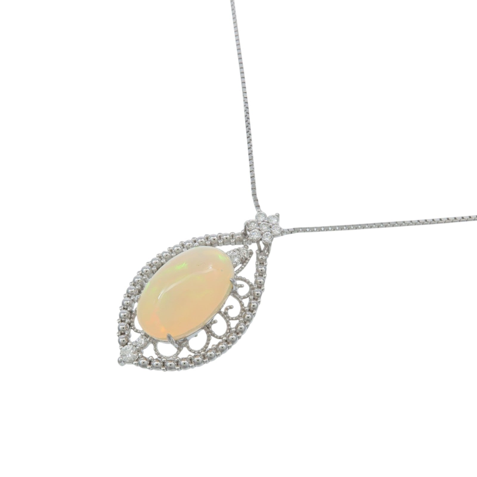 JEWELRY 【激減優惠】18K白金Opal Diamond Necklace蛋白石/鑽石項鍊
