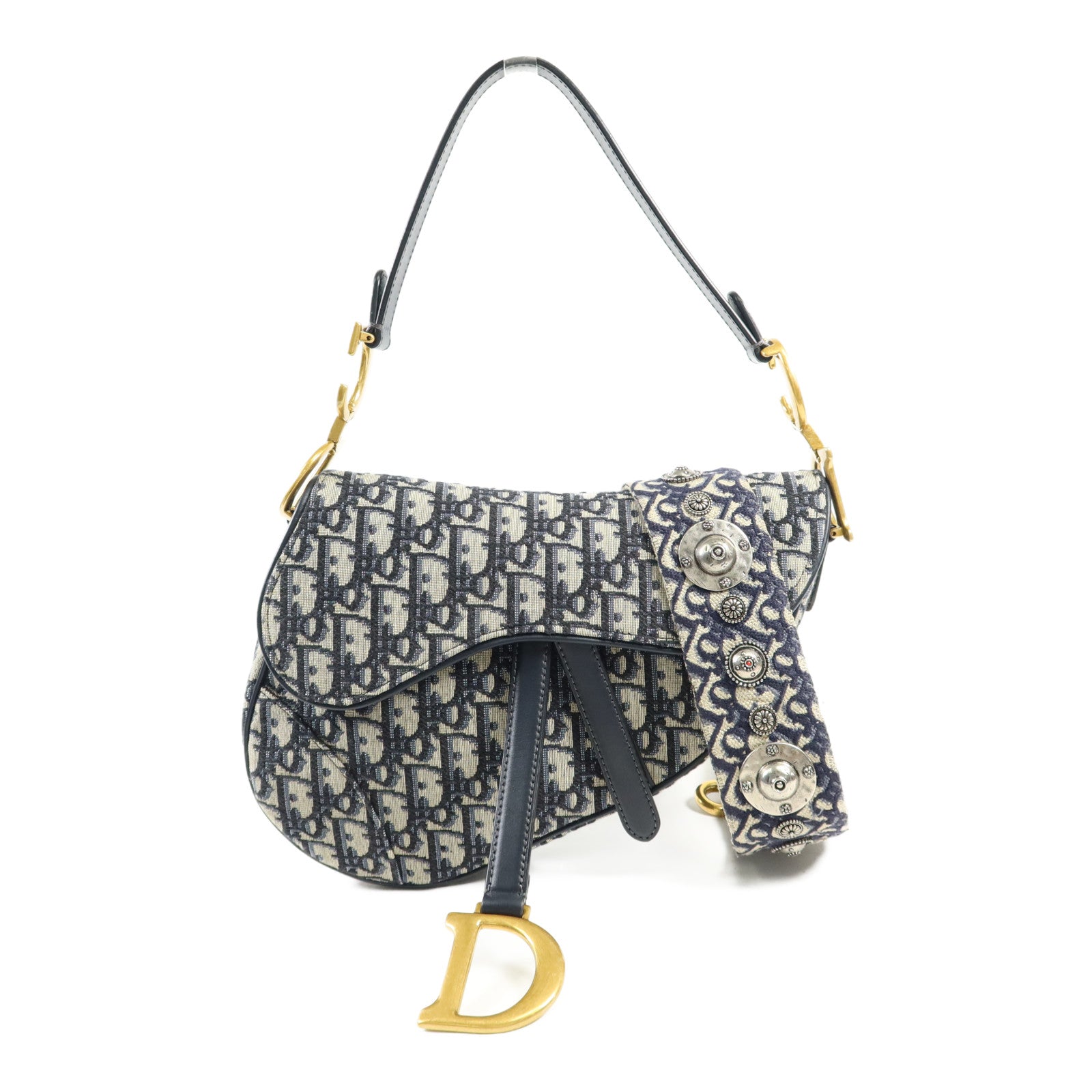 Dior 帆布Saddle金扣手挽肩背兩用袋