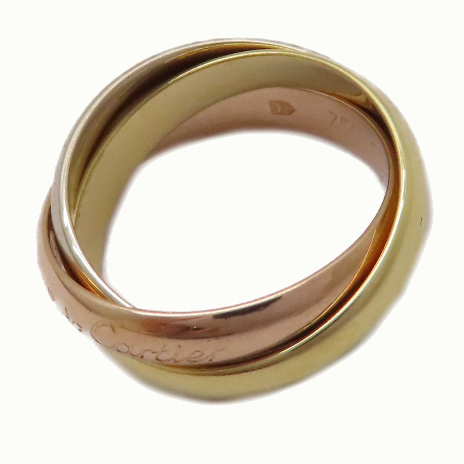 CARTIER 18K黃金/白金/玫瑰金Trinity Ring戒指US#5.25/Cartier#50