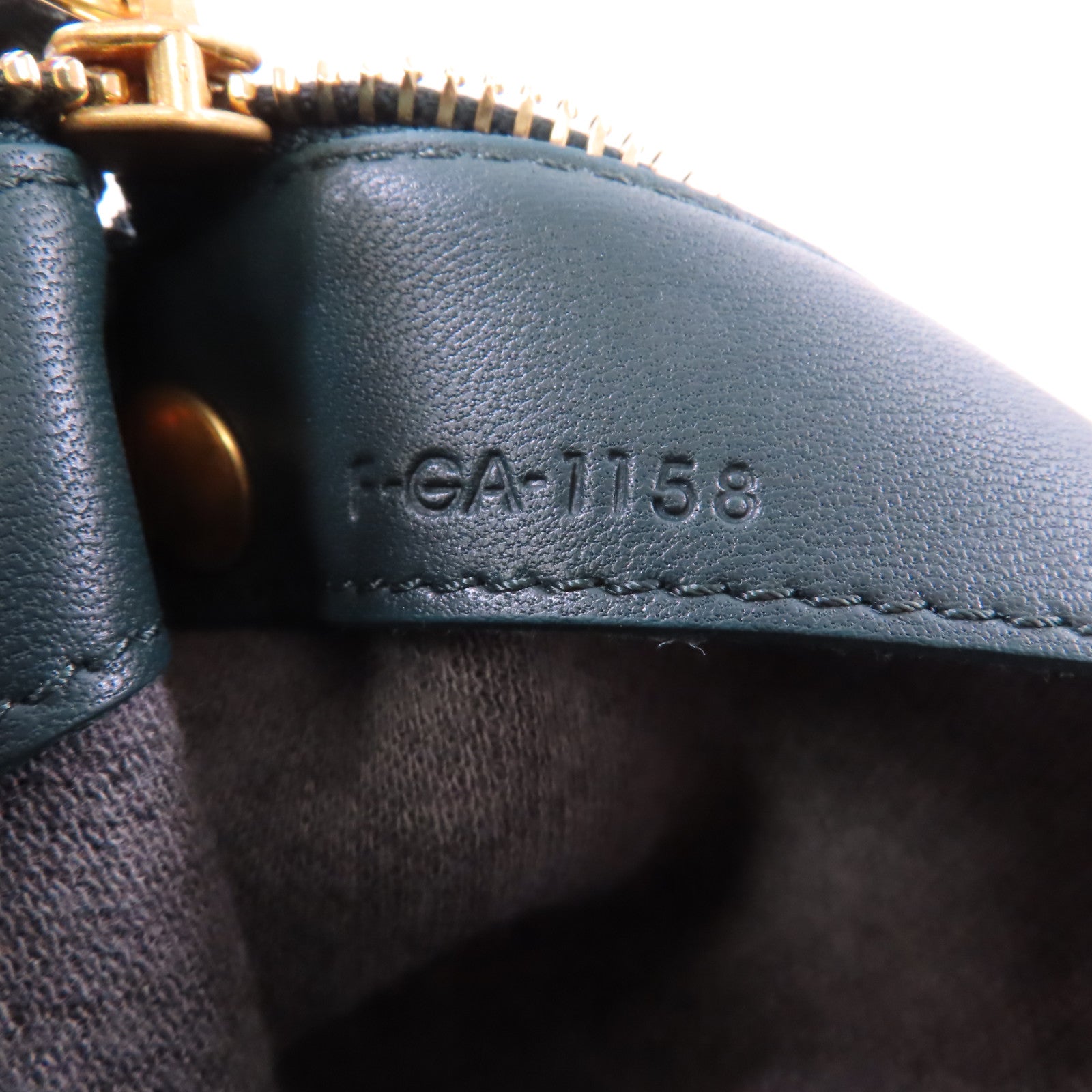 CELINE 羊皮皮革Trio金扣肩背袋綠色
