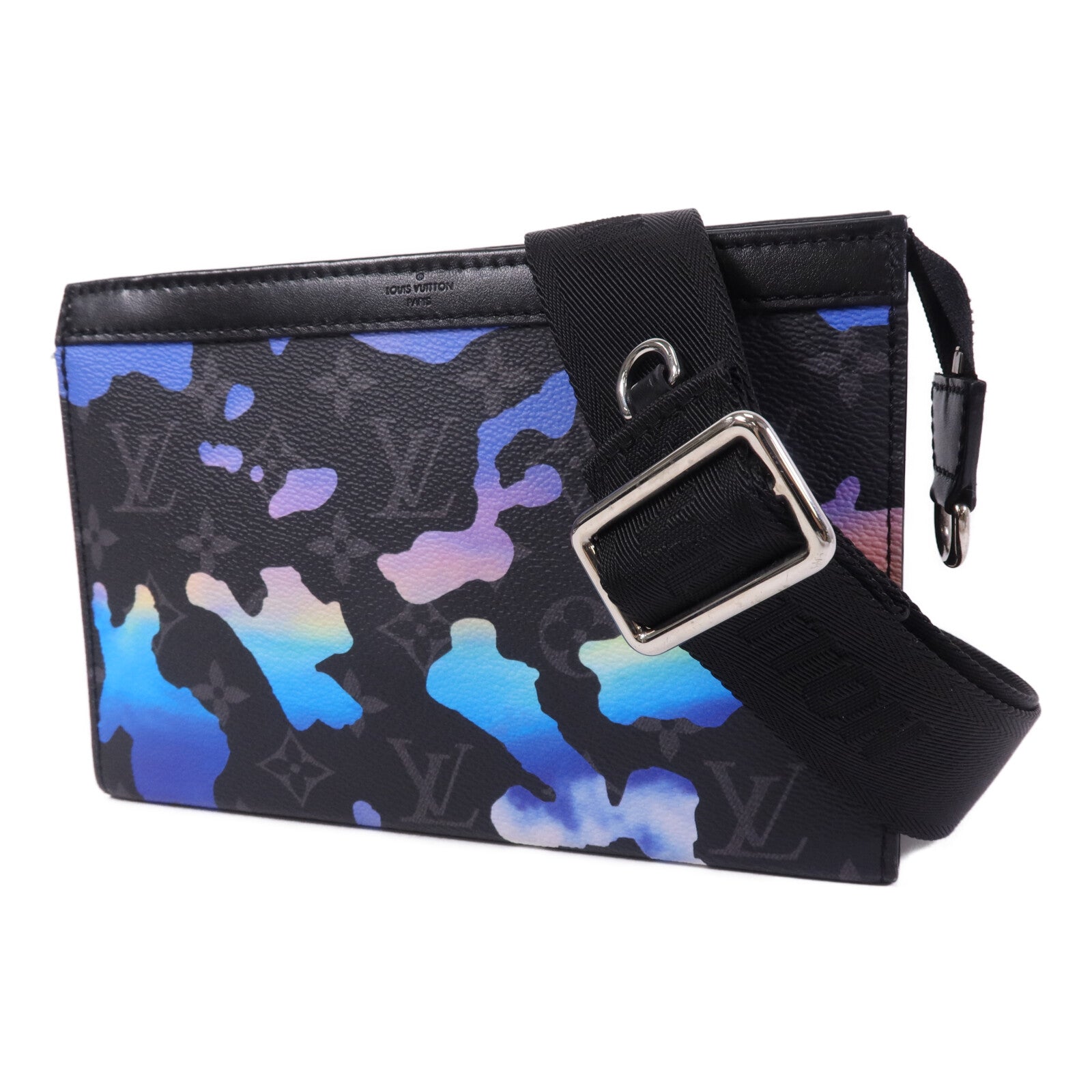 LOUIS VUITTON Monogram Eclipse Gaston Wearable Wallet銀扣肩背袋