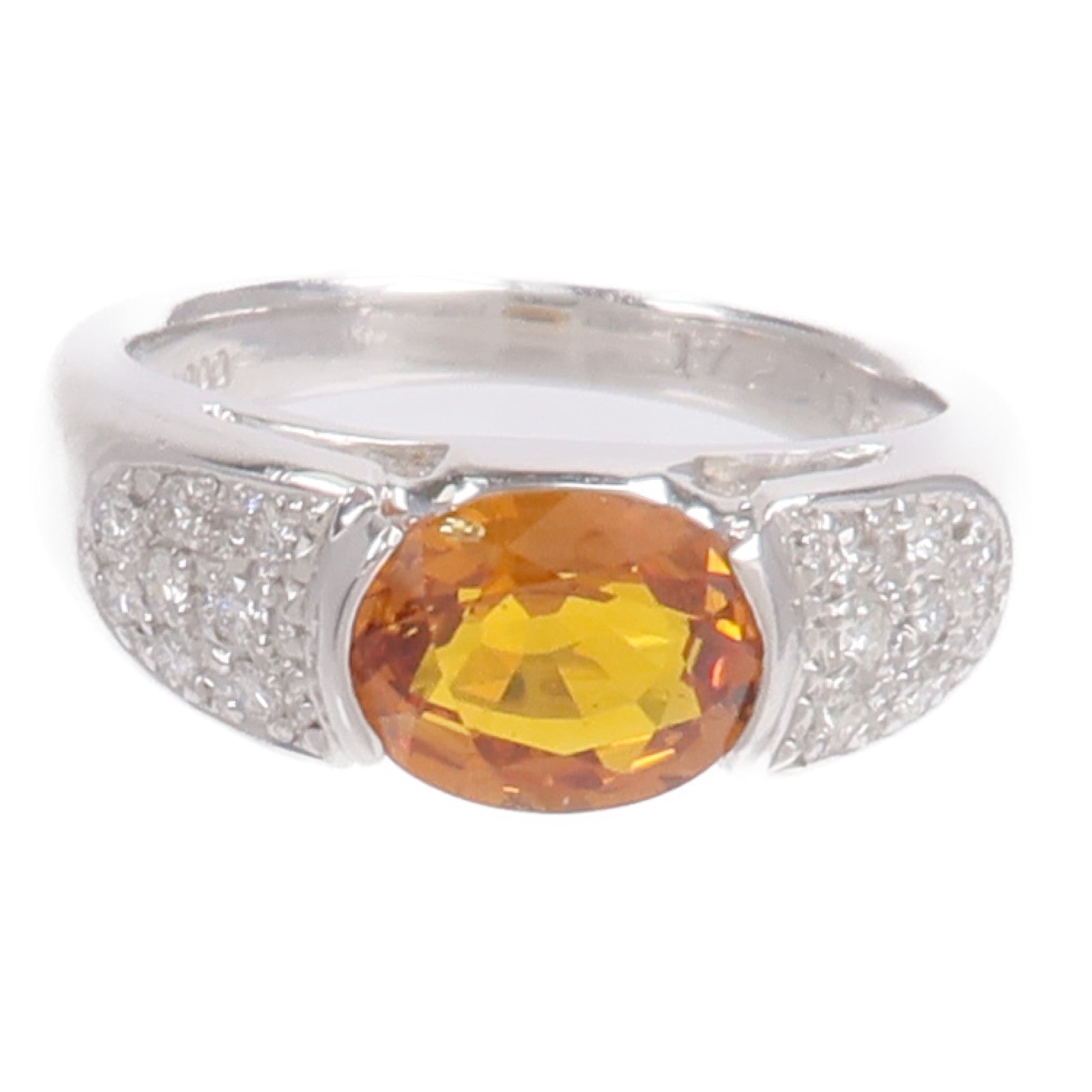 JEWELRY PT900鉑金Golden Sapphire Diamond Ring戒指