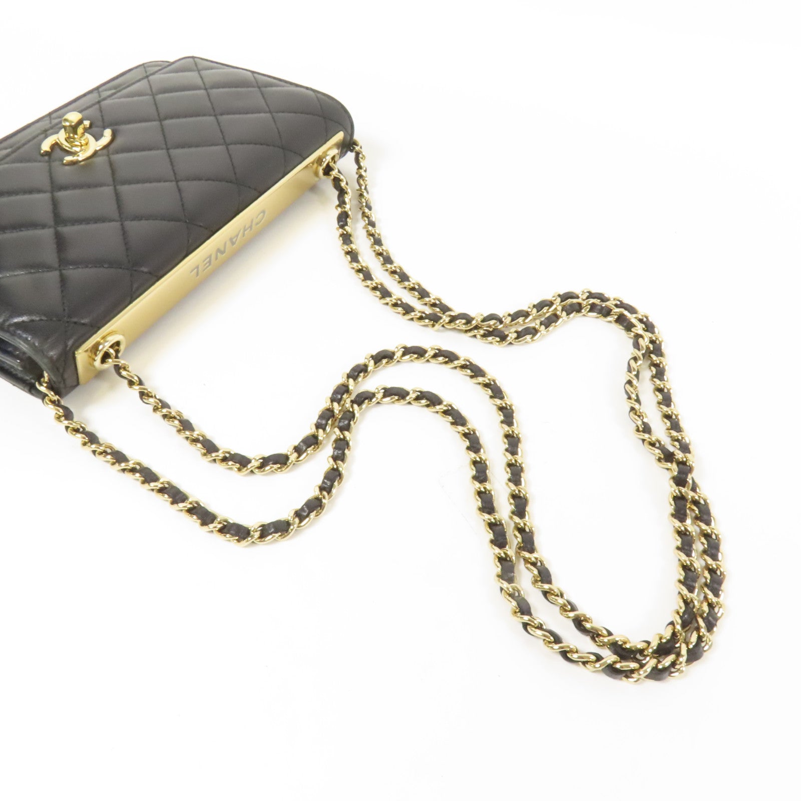 CHANEL 羊皮皮革Trandy CC WOC金扣鏈帶肩背袋
