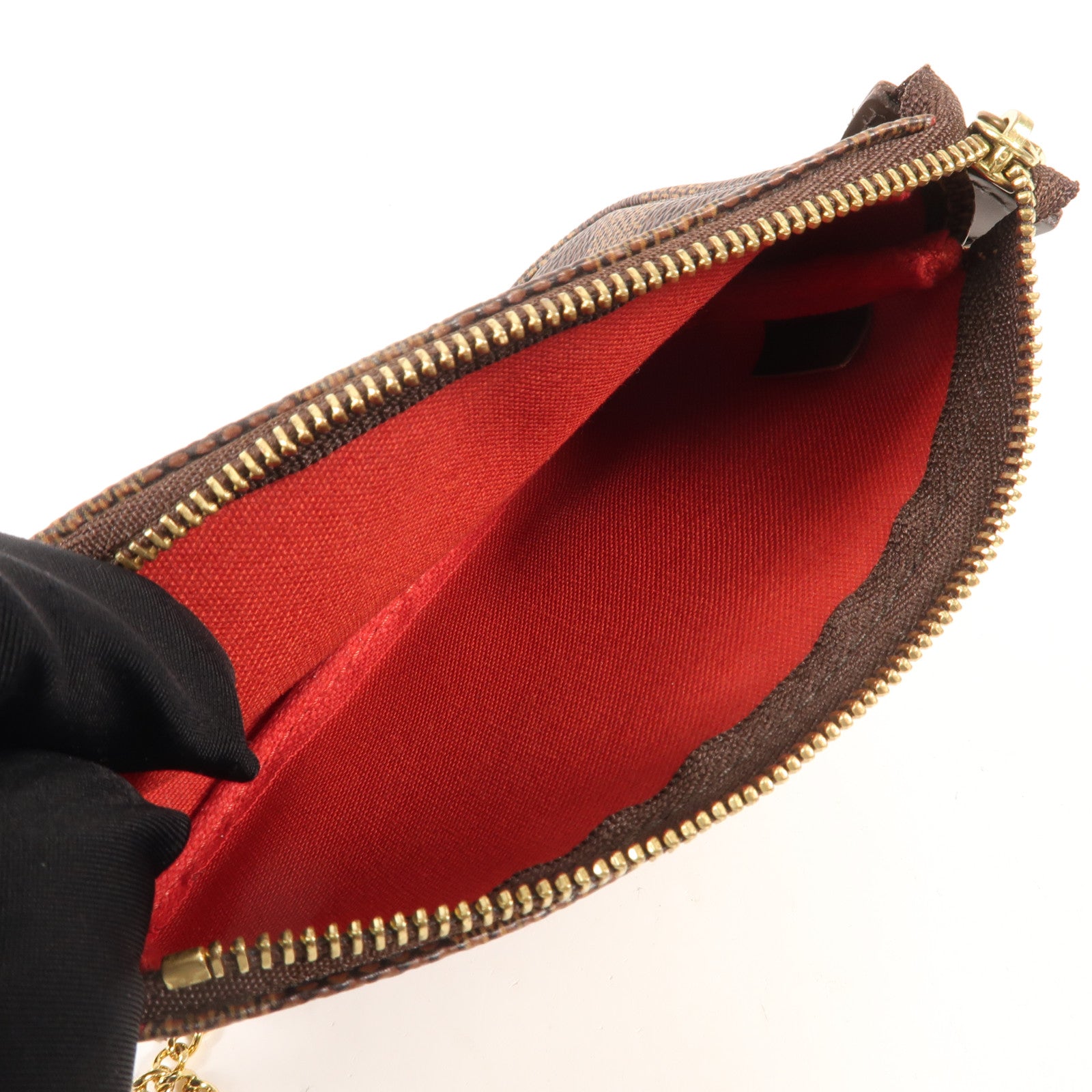 LOUIS VUITTON Damier Mini Pochette金扣手挽袋