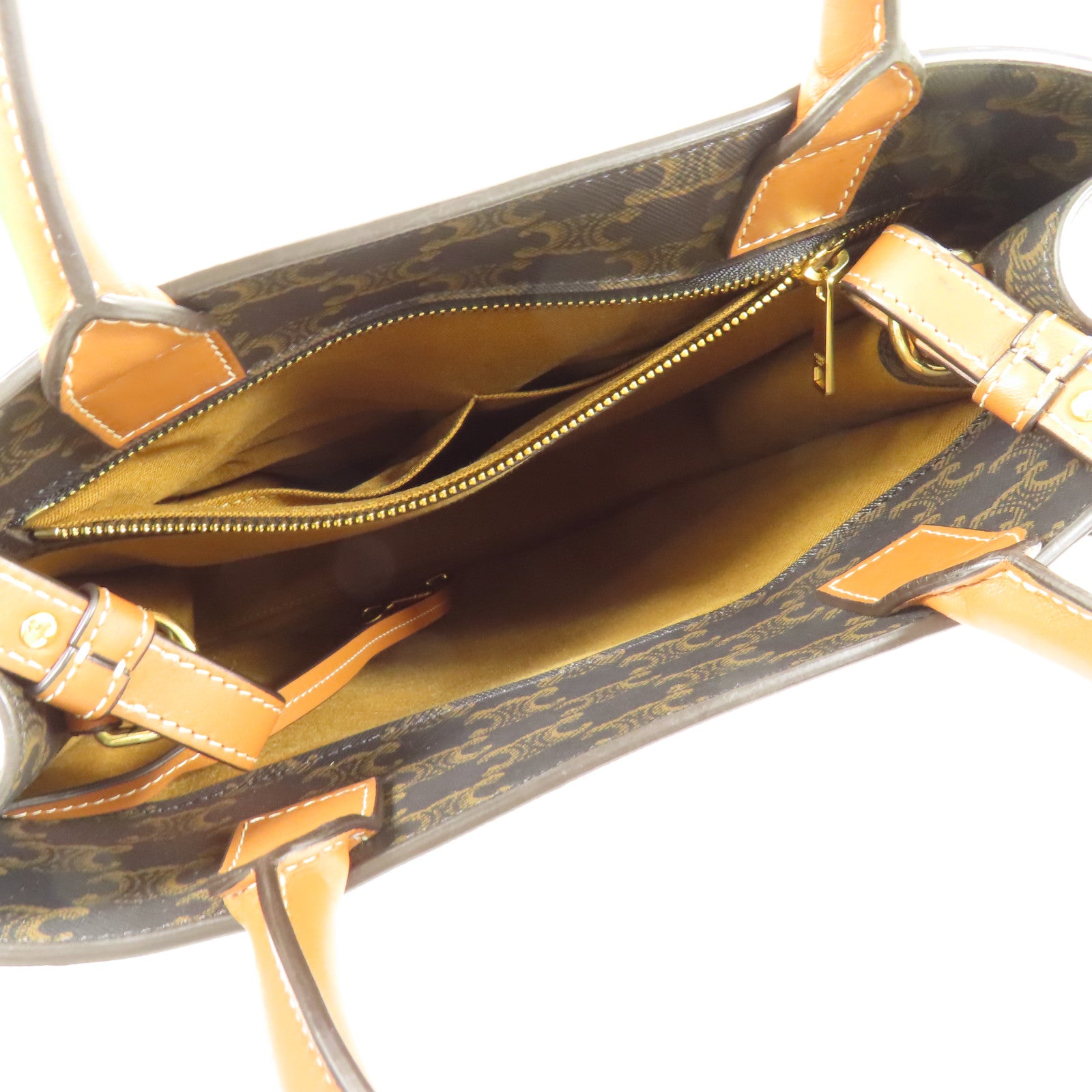 CELINE 塗層帆布Small Cabas Vertical 金扣手挽肩背兩用袋