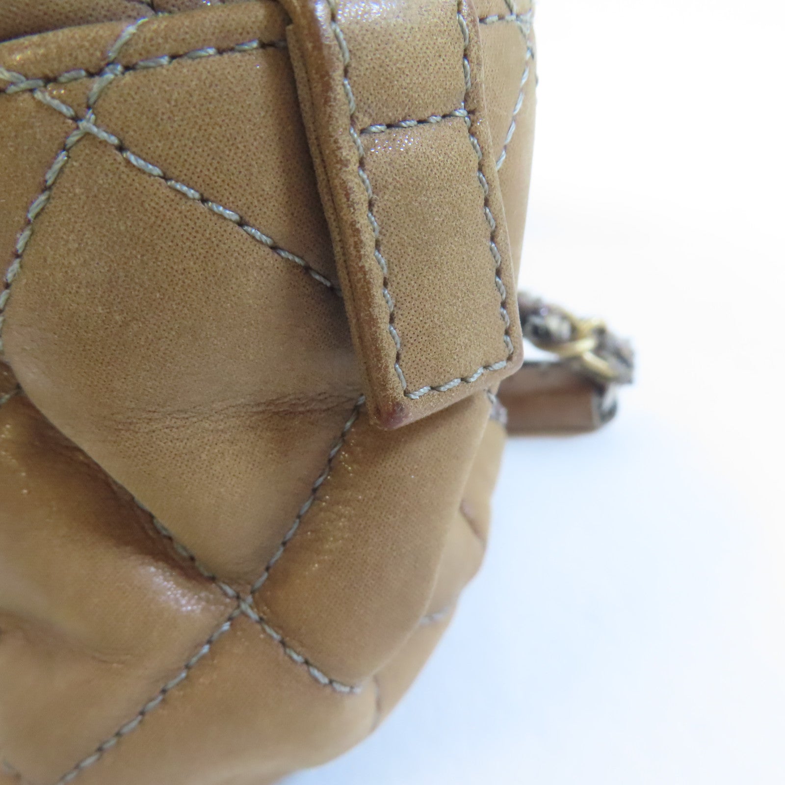 CHANEL【激減優惠】 皮革Shoulder Bag金扣肩背袋啡色