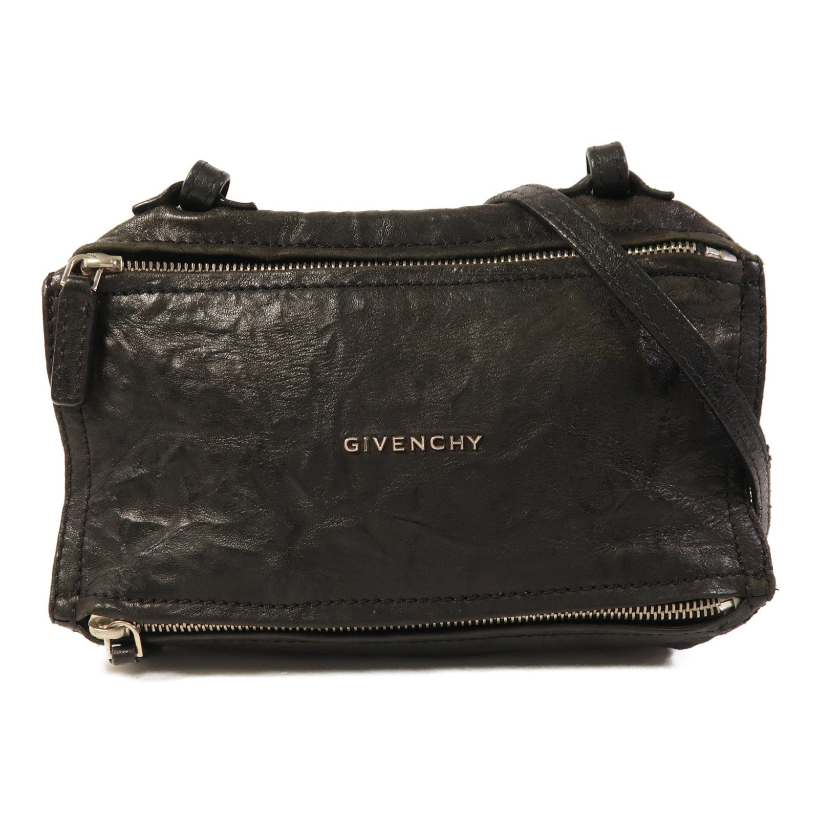 GIVENCHY 皮革Pandora Mini銀扣肩背袋