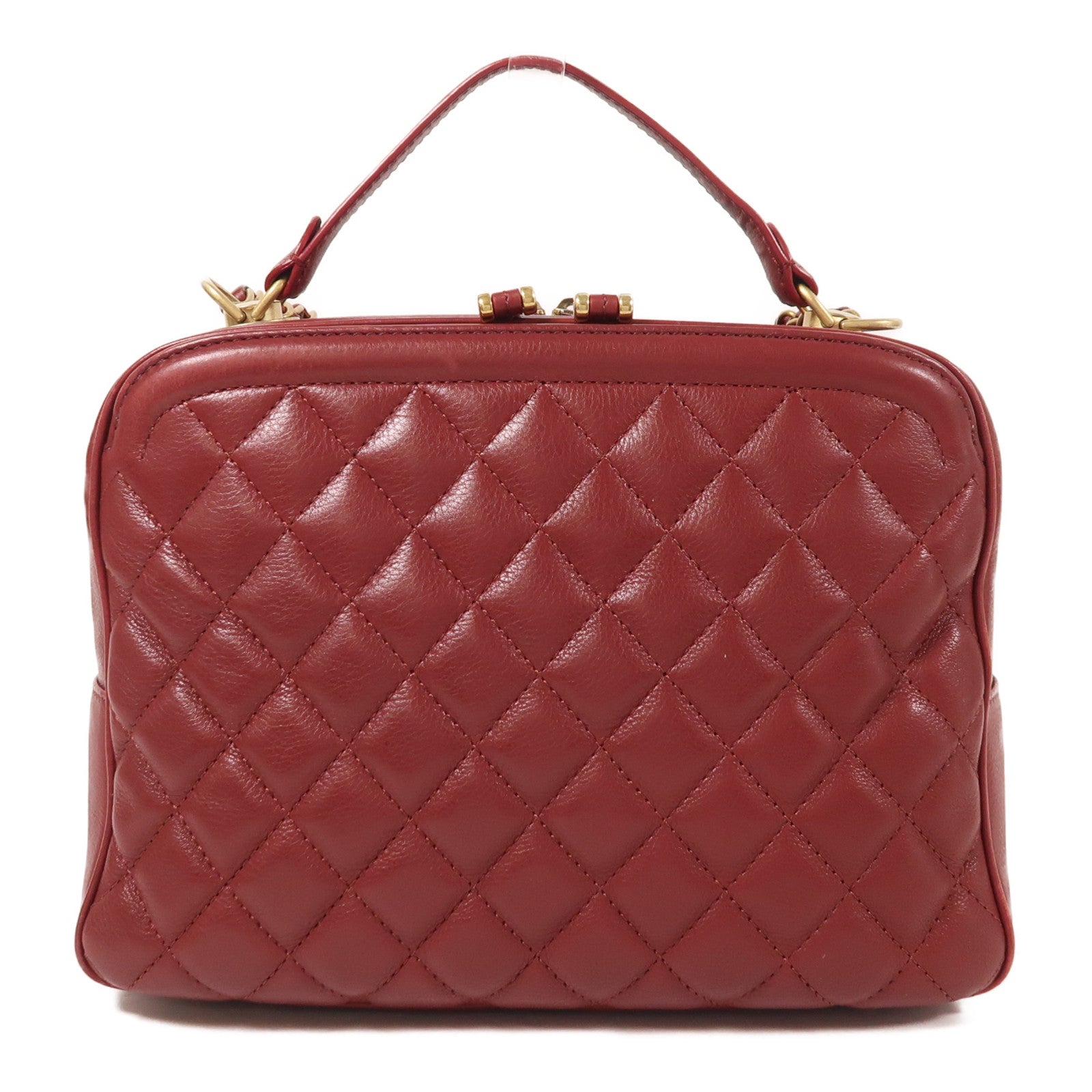 CHANEL 牛皮皮革2 Way Shoulder金扣手挽肩背兩用袋