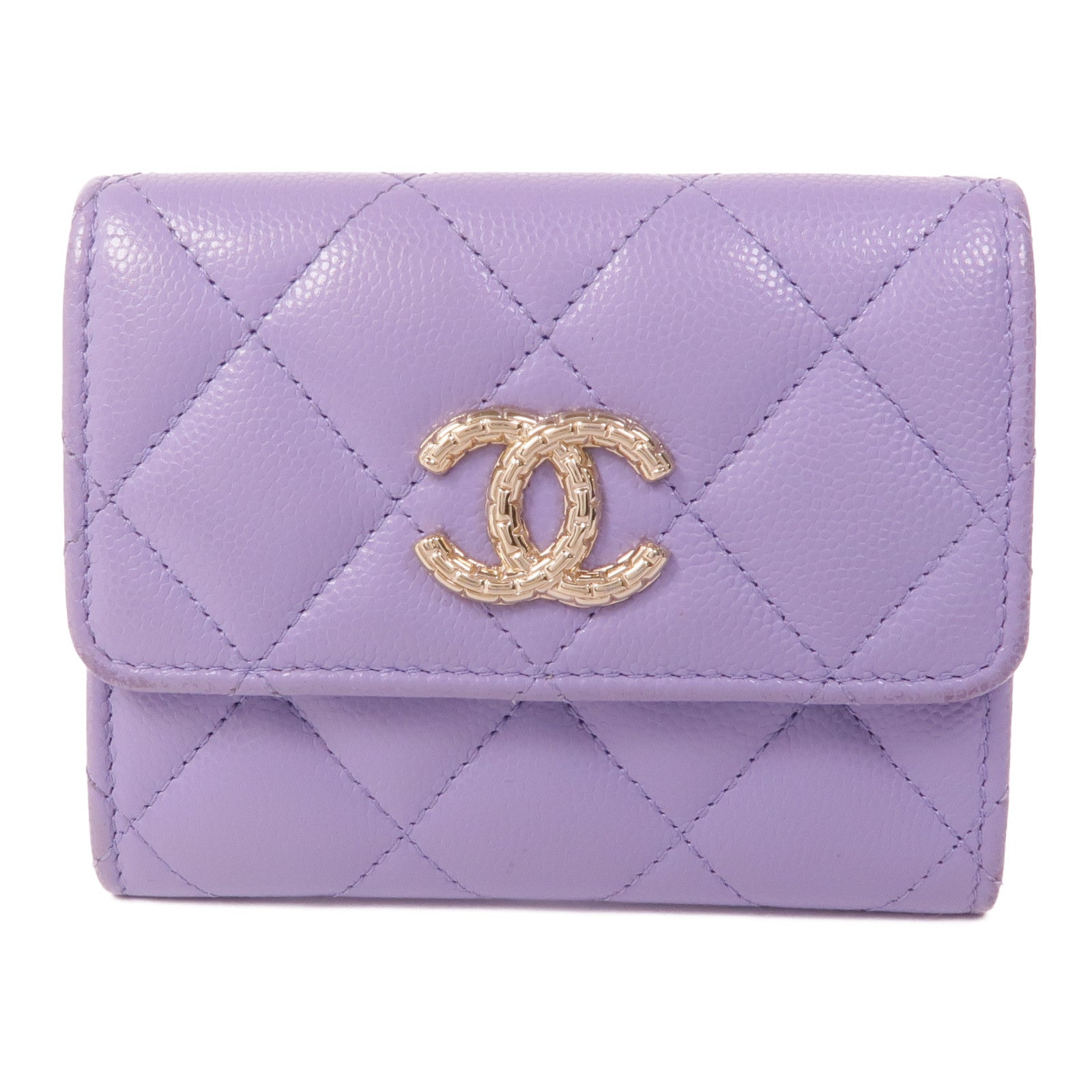 CHANEL 牛皮皮革Wallet金扣錢包