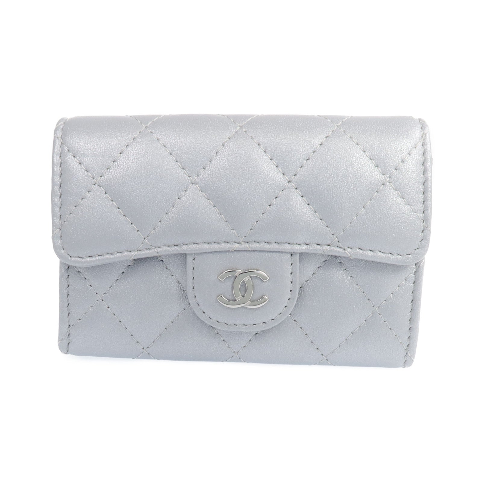 CHANEL 【激減優惠】羊皮皮革Card Case銀扣卡片套