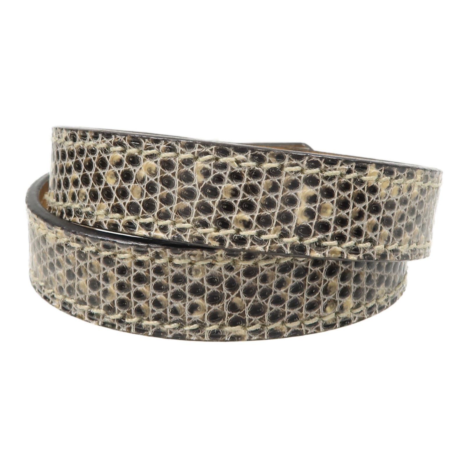 HERMES 蜥蝪皮革Kelly Double Tour Bracelet銀扣手鏈