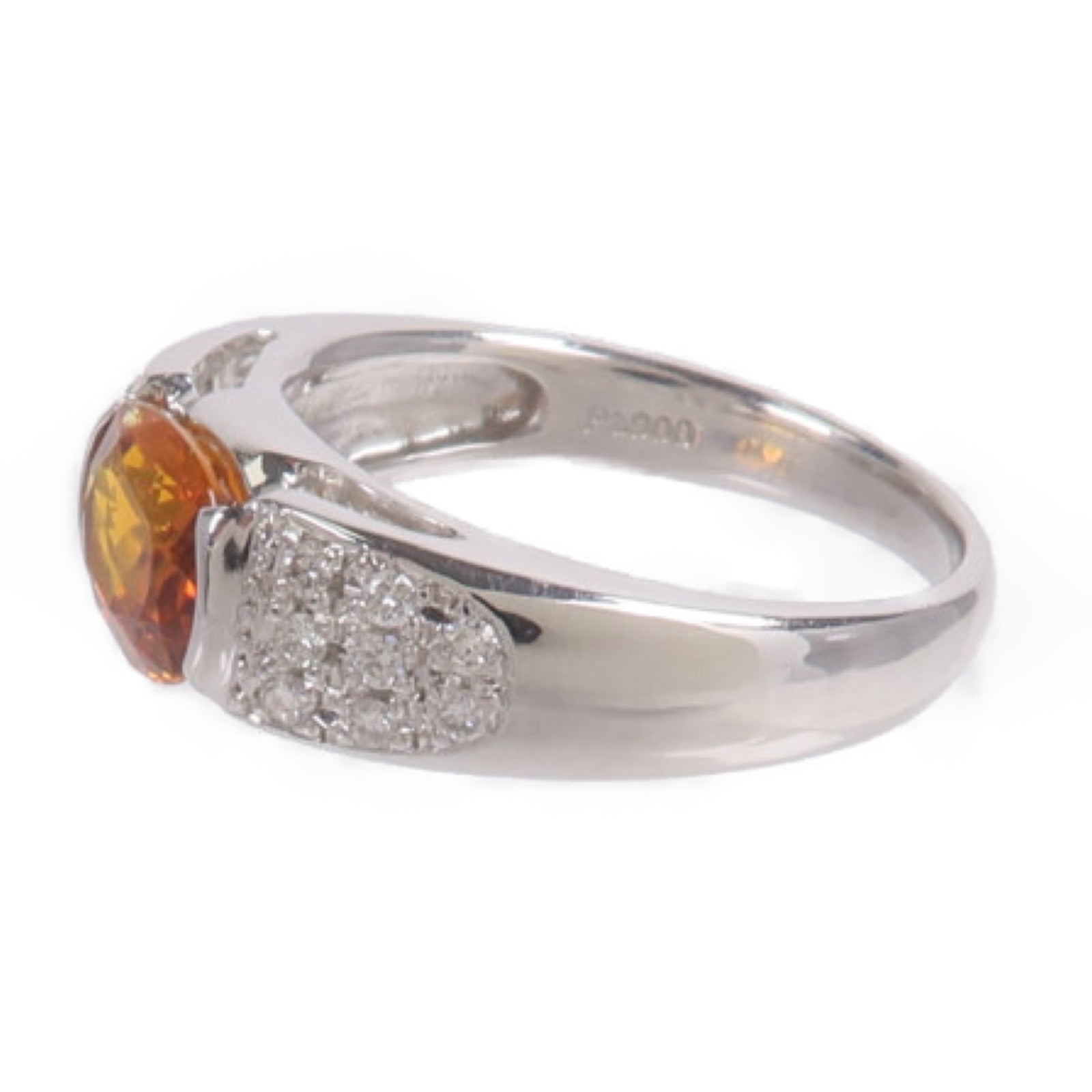 JEWELRY PT900鉑金Golden Sapphire Diamond Ring戒指