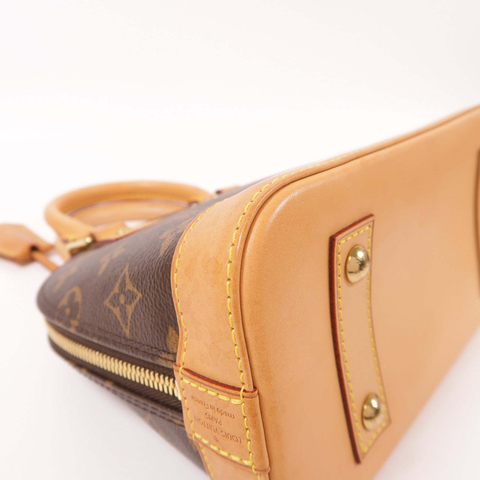 LOUIS VUITTON Monogram Alma BB金扣手挽肩背兩用袋棕色