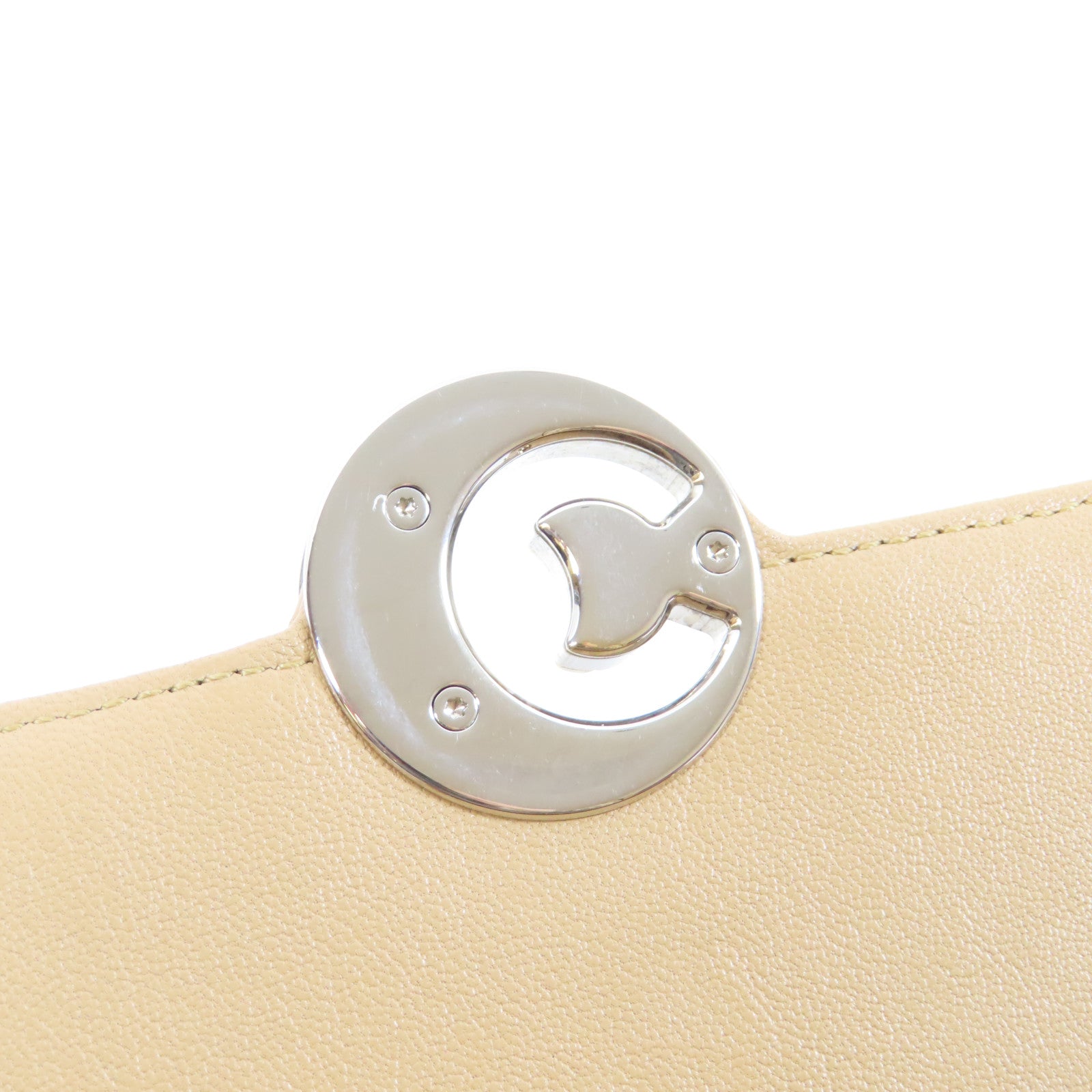 CHANEL **【激減優惠】菱格牛皮皮革Chain Shoulder Bag金扣鏈帶肩背袋米色