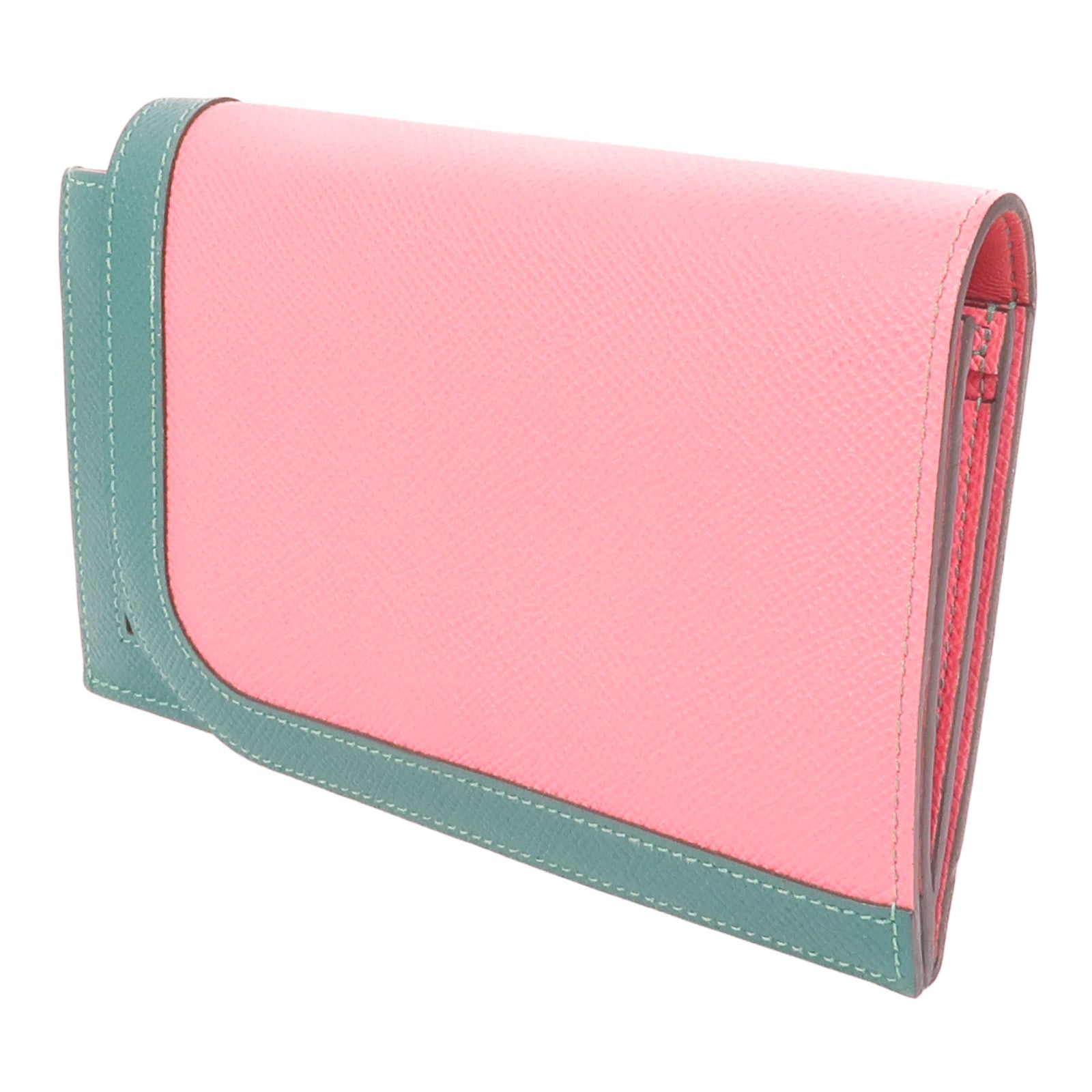 HERMES Epsom皮革Camail Long銀扣長錢包Rose Azalee