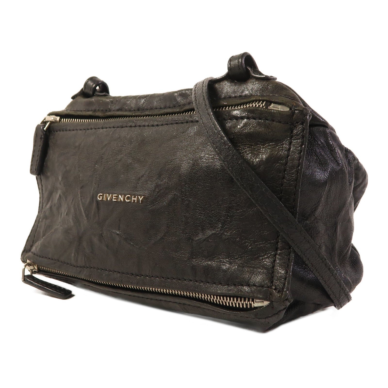 GIVENCHY 皮革Pandora Mini銀扣肩背袋