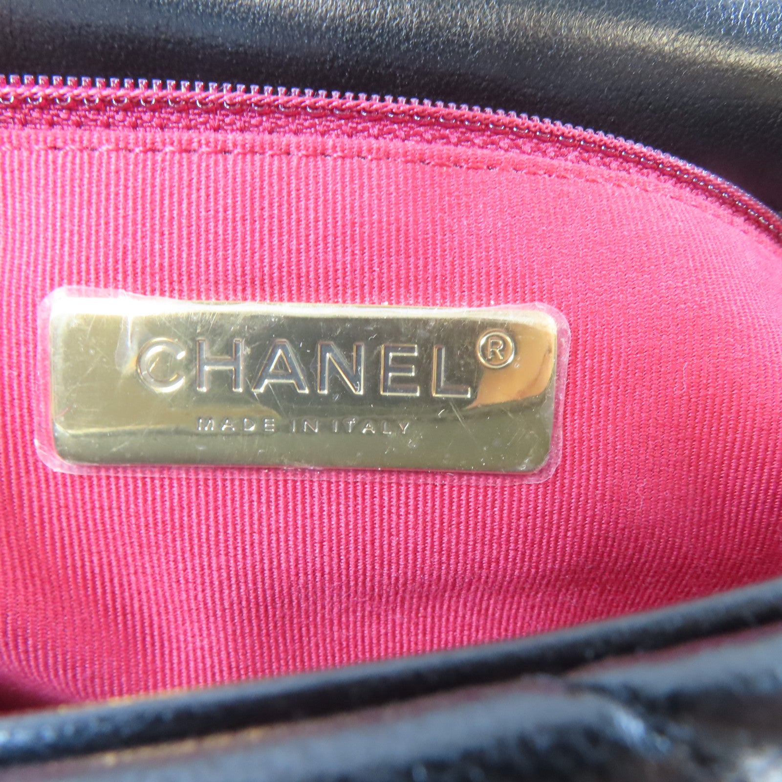 CHANEL 菱格羊皮皮革C19 Small金扣銀扣手挽肩背兩用袋黑色