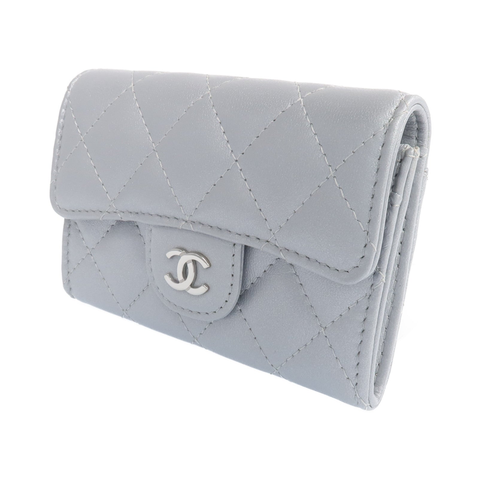 CHANEL 【激減優惠】羊皮皮革Card Case銀扣卡片套