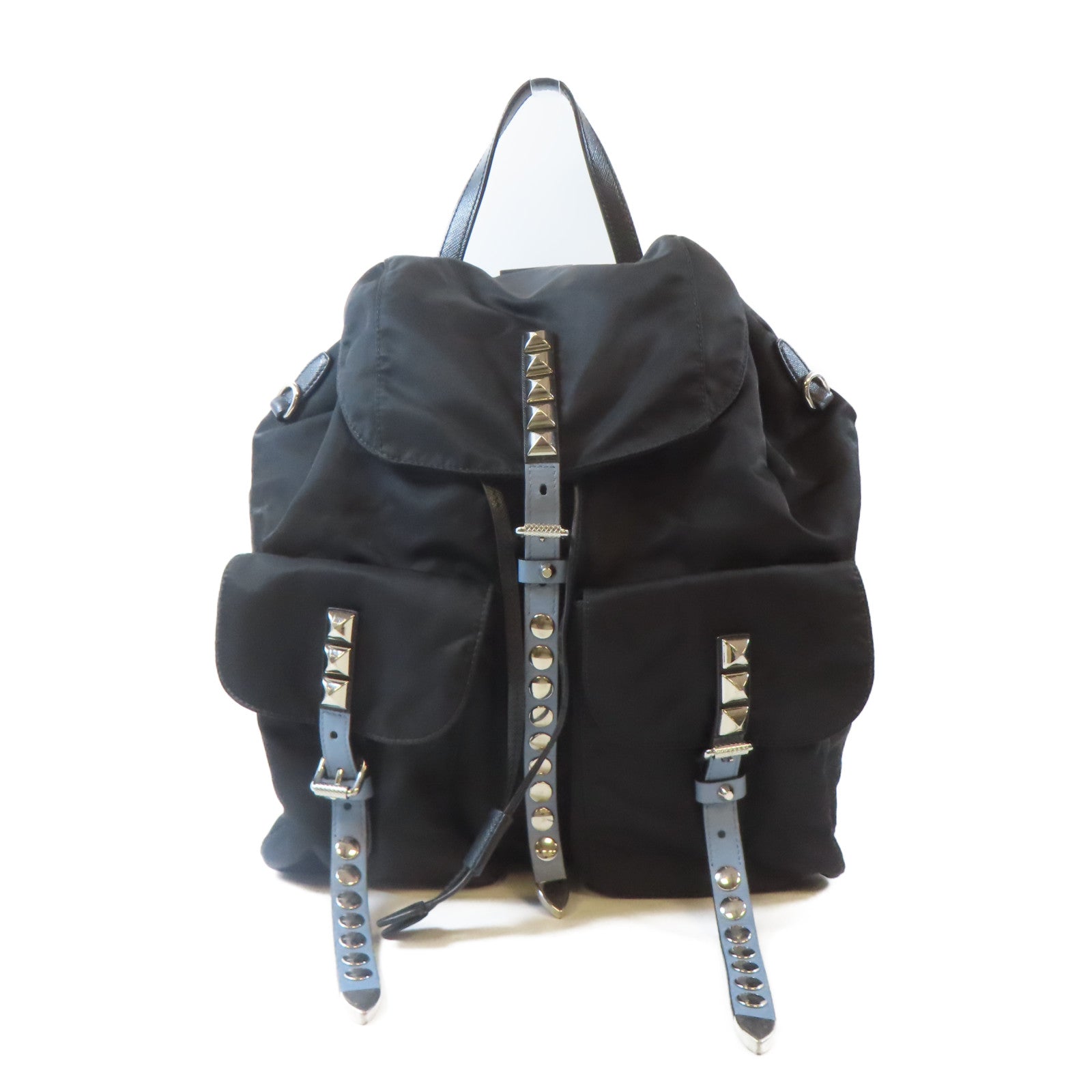 PRADA 尼龍Backpack銀扣背包黑色