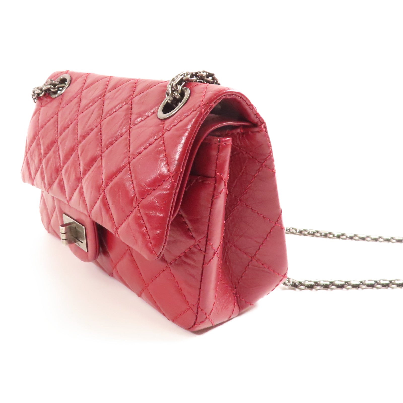 CHANEL CC 2.55 Mini Chain Shoulder Bag AS0874 Calfskin Leather Red