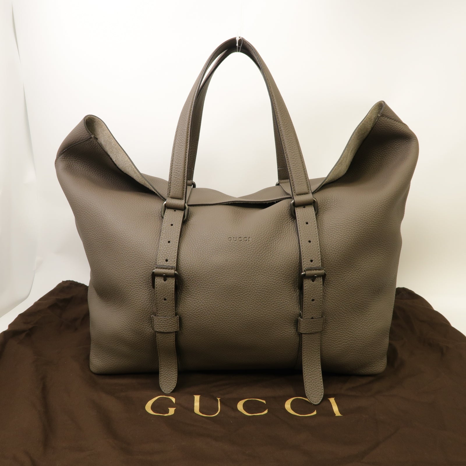 GUCCI 牛皮皮革Shoulder Tote肩背袋灰色