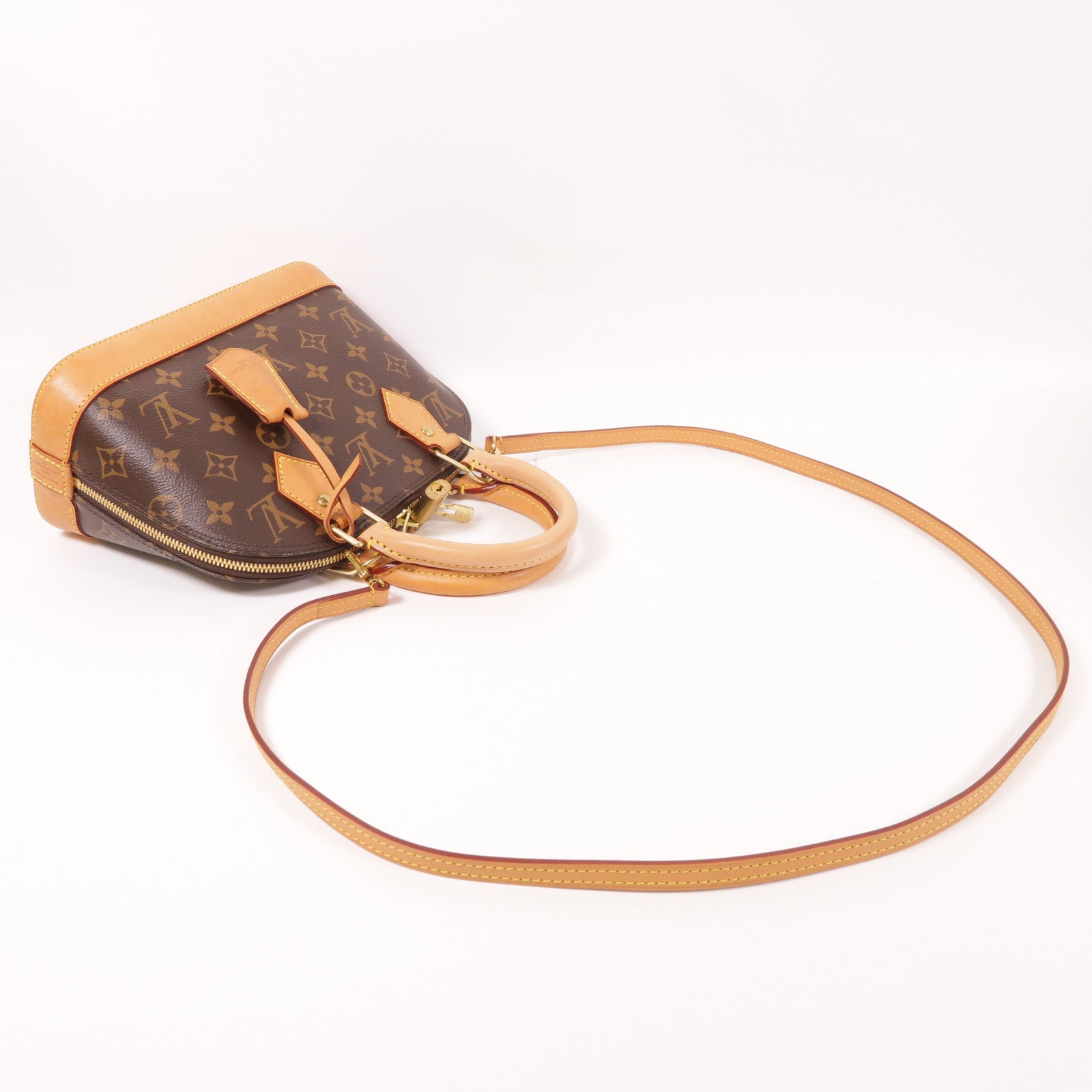 LOUIS VUITTON Monogram Alma BB金扣手挽肩背兩用袋棕色