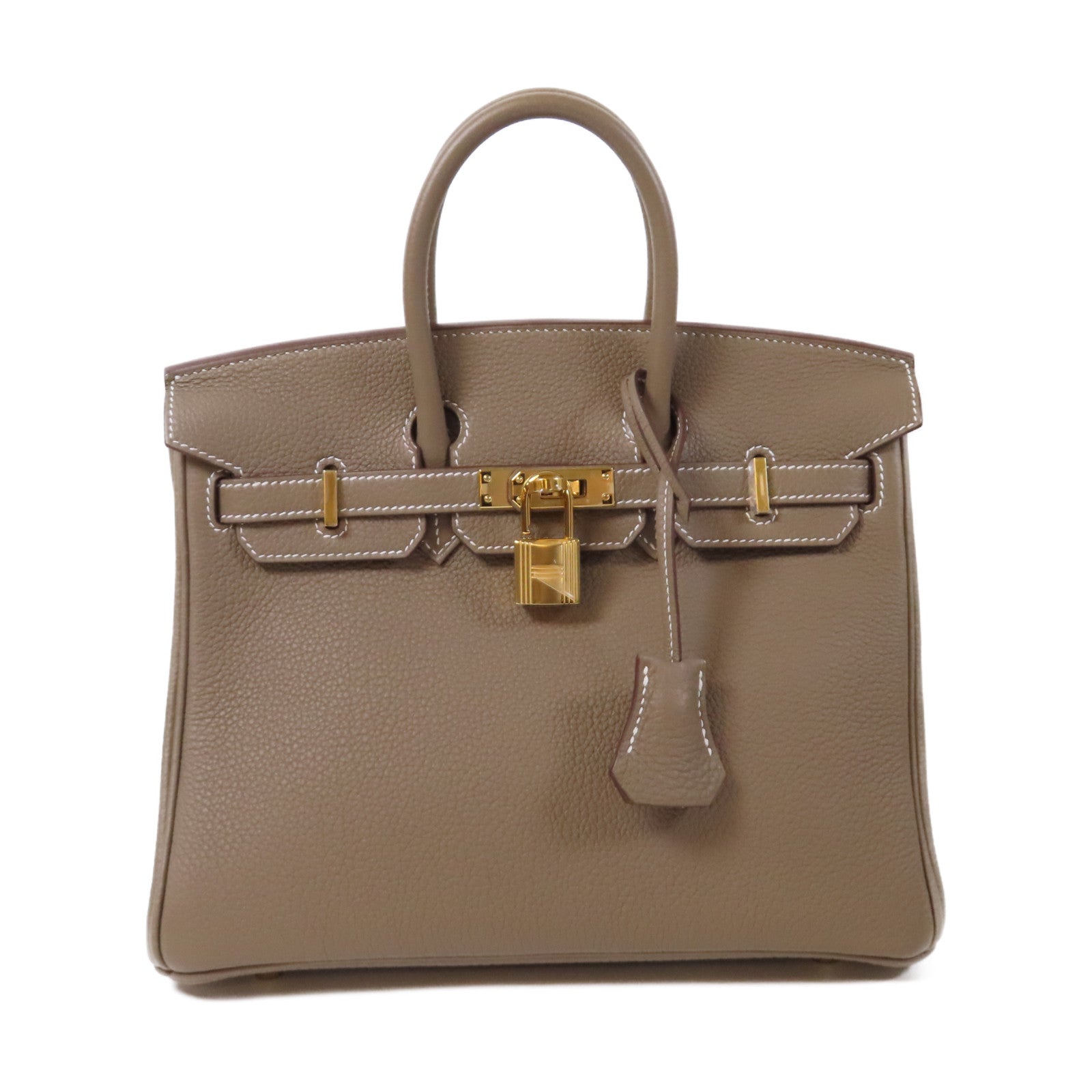 HERMES Togo皮革Birkin 25金扣手挽袋灰色