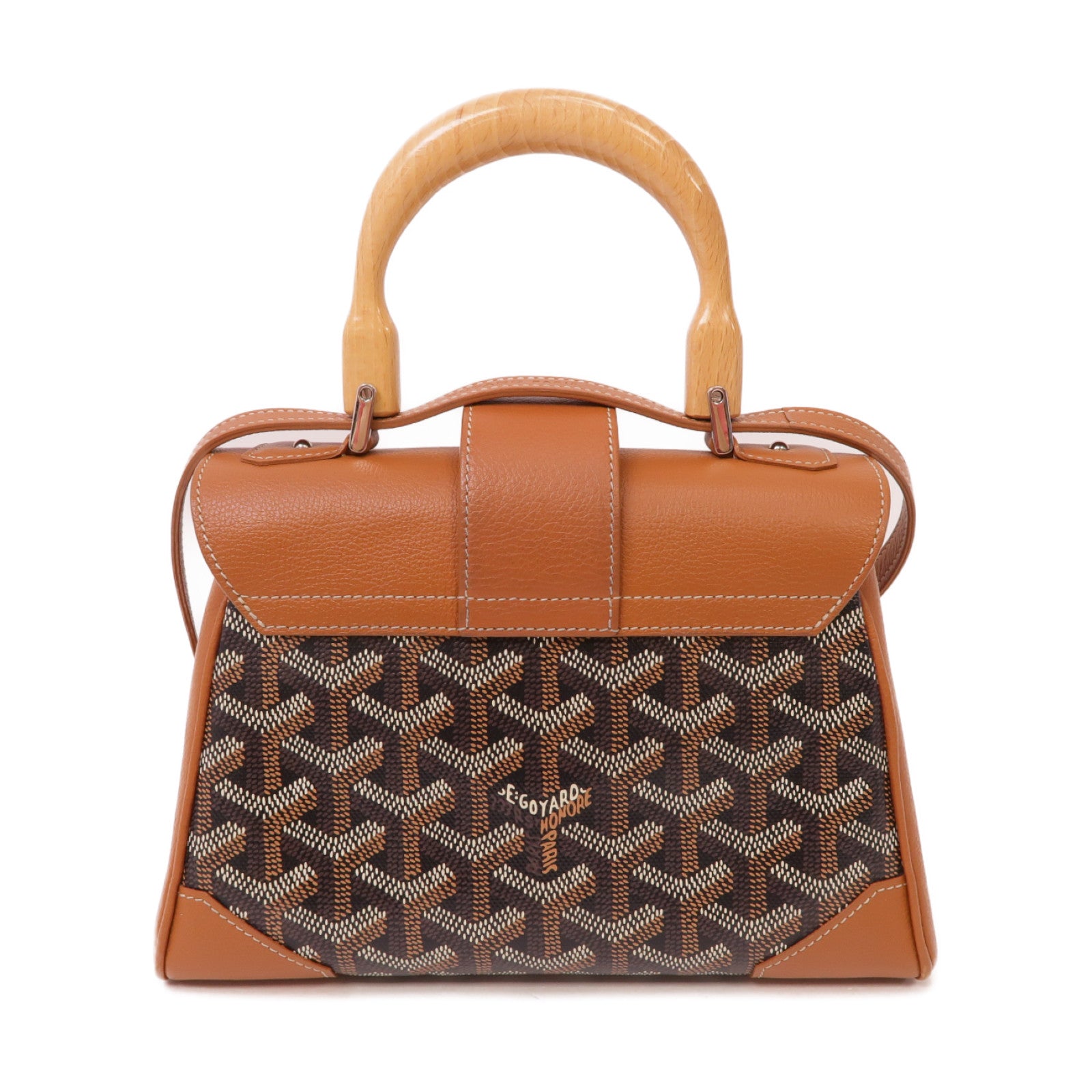 GOYARD 【激減優惠】塗層帆布/牛皮皮革Saigon Mini 2 Way Shoulder銀扣手挽肩背兩用袋黑色/啡色
